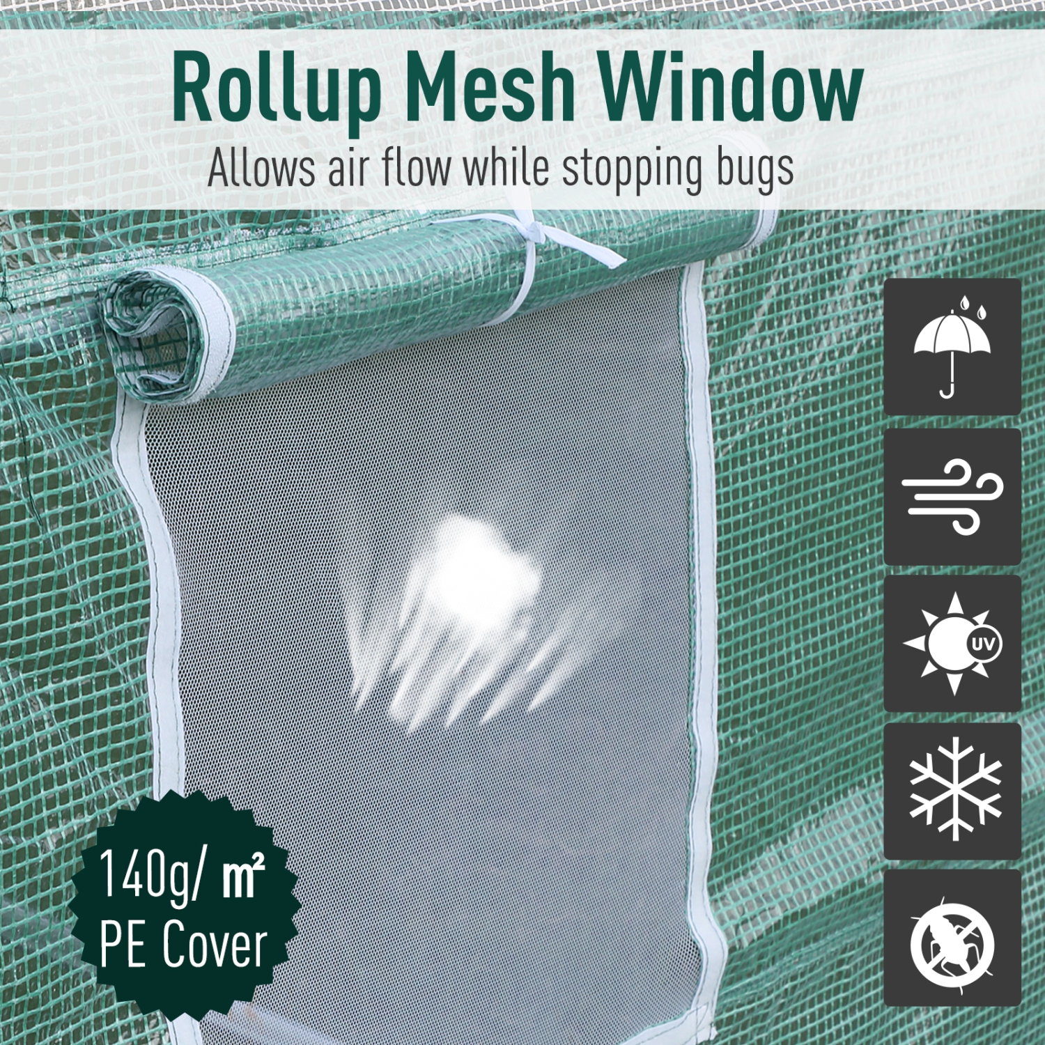 Tente de tunnel de service intense vert de Outsunny