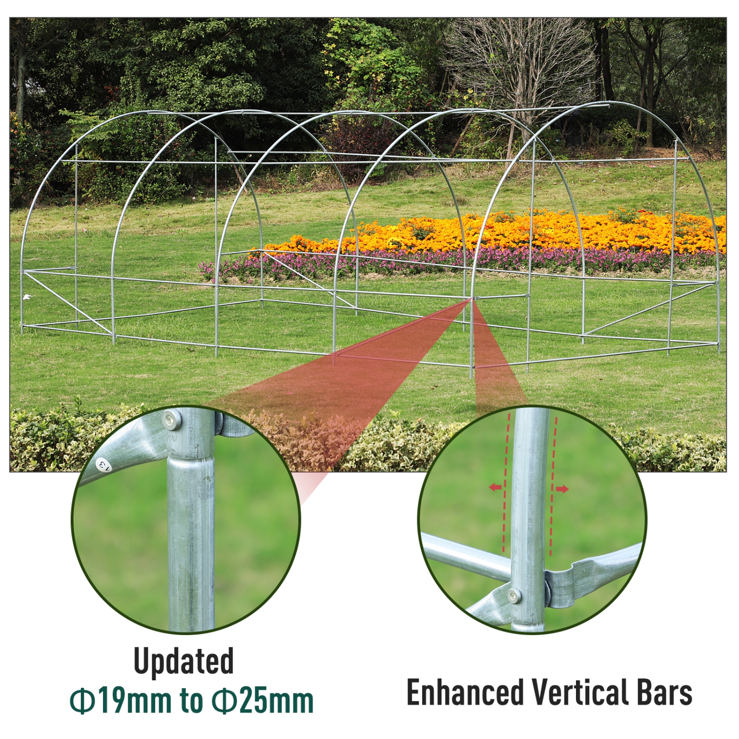 Tente de tunnel de service intense vert de Outsunny