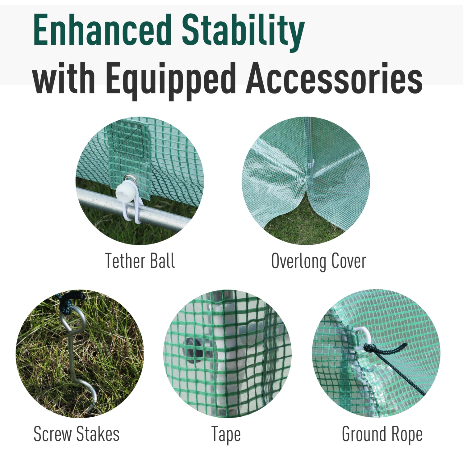 Tente de tunnel de service intense vert de Outsunny