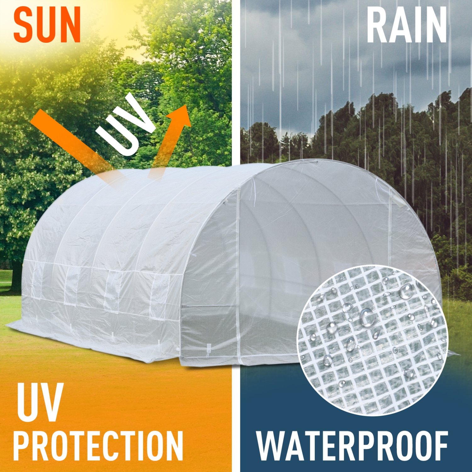 Outsunny Heavy Duty Tunnel Walk-in Greenhouse White