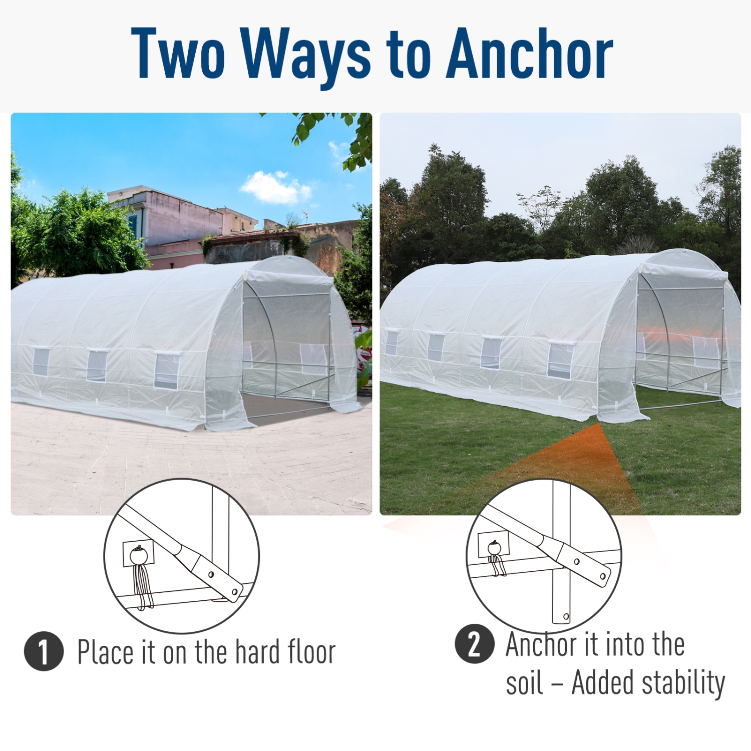 Outsunny Heavy Duty Tunnel Walk-in Greenhouse White