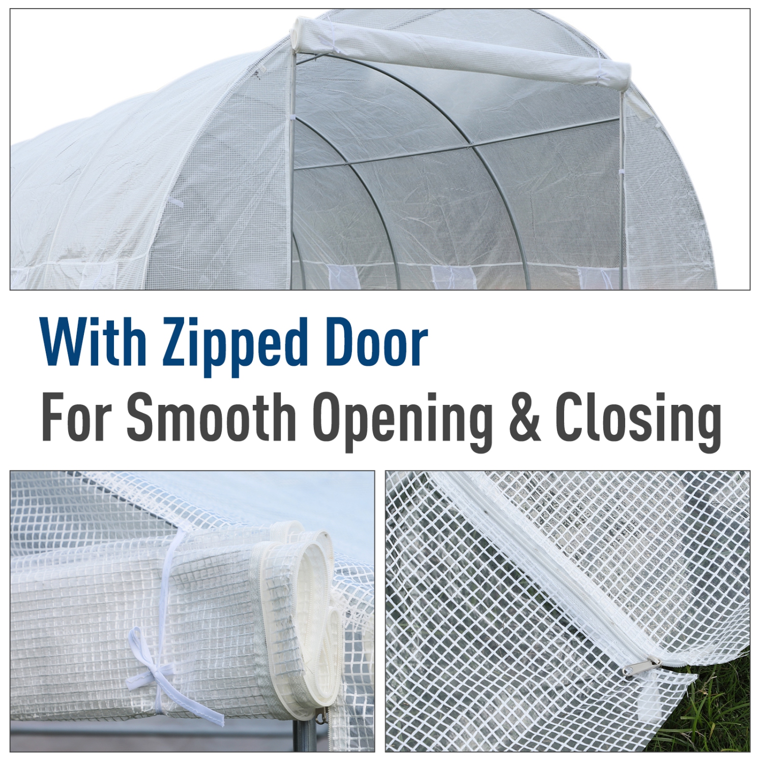 Outsunny Heavy Duty Tunnel Walk-in Greenhouse White