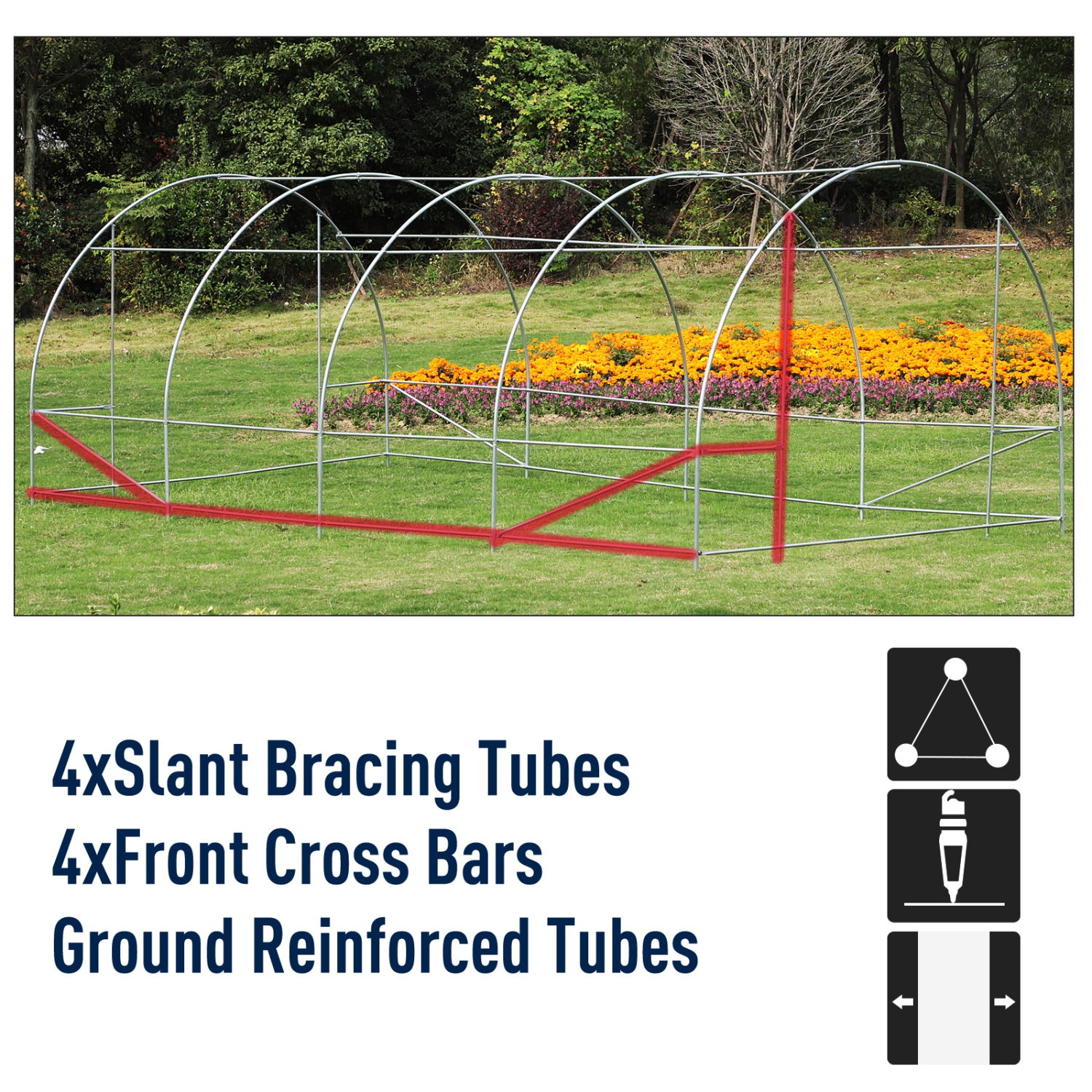 Outsunny Heavy Duty Tunnel Walk-in Greenhouse White