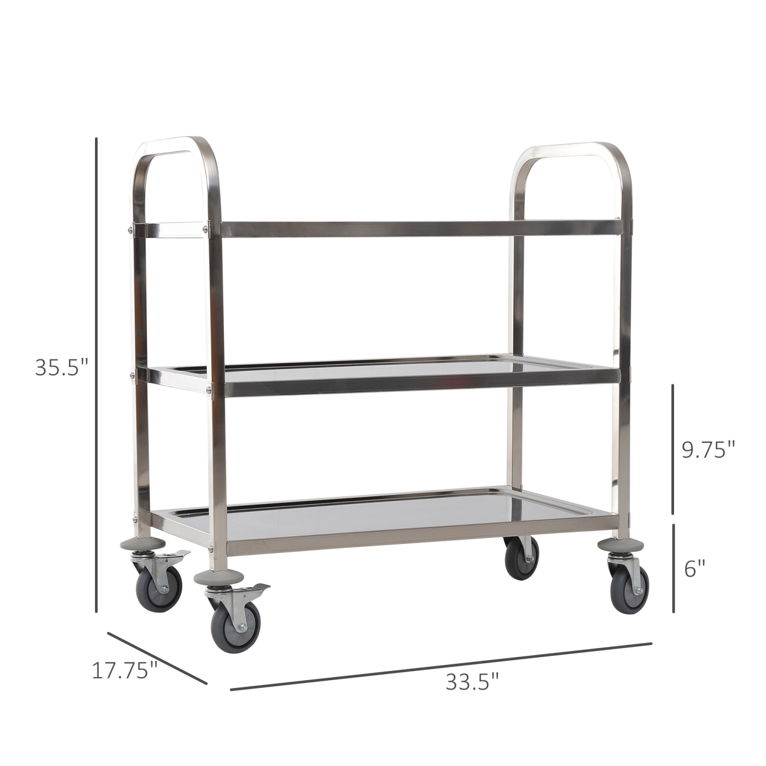 Chariot médical, chariots roulants pour équipement de laboratoire, avec 2  étagères étagère en acier inoxydable avec chariot roulant à roulettes