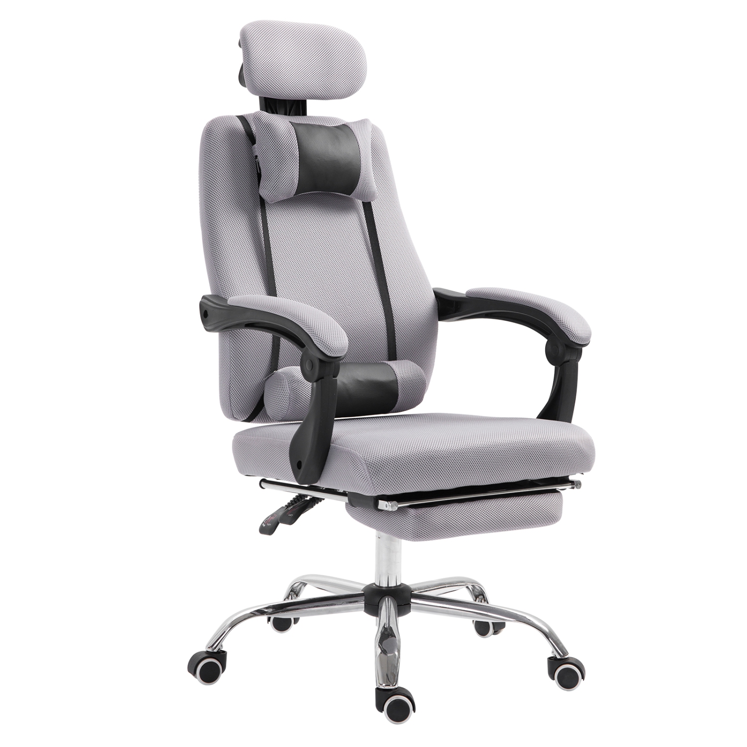 Vinsetto Office Chair Ergonomic Executive Mesh Chair Gaming Seat Lumbar Support w/ Footrest Headrest Grey