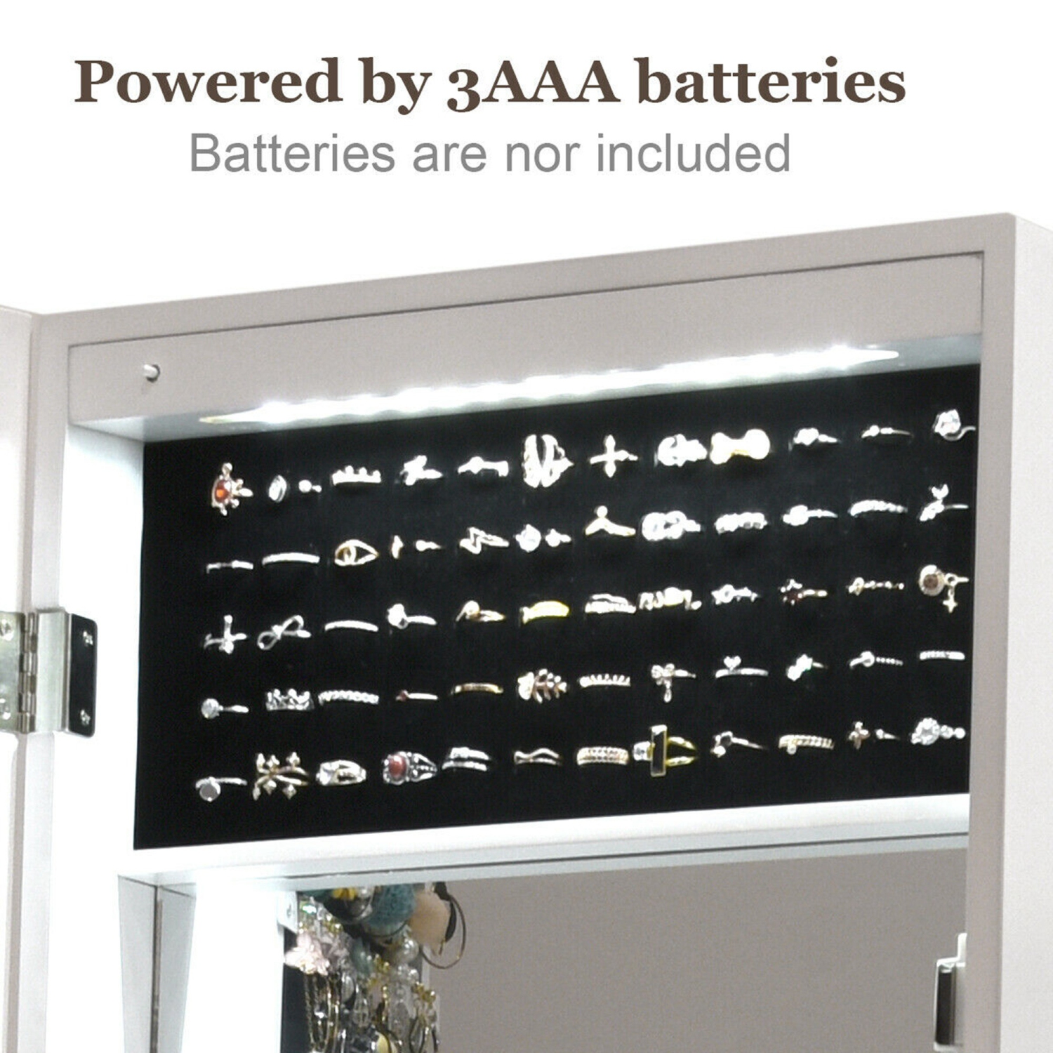 Costway LED Wall Mounted Door Mirror Jewelry Cabinet Armoire Organizer Lockable