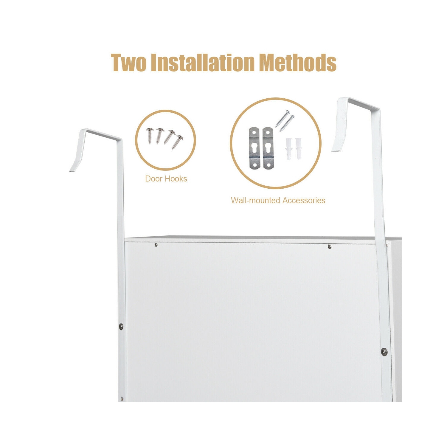 Costway LED Wall Mounted Door Mirror Jewelry Cabinet Armoire Organizer Lockable