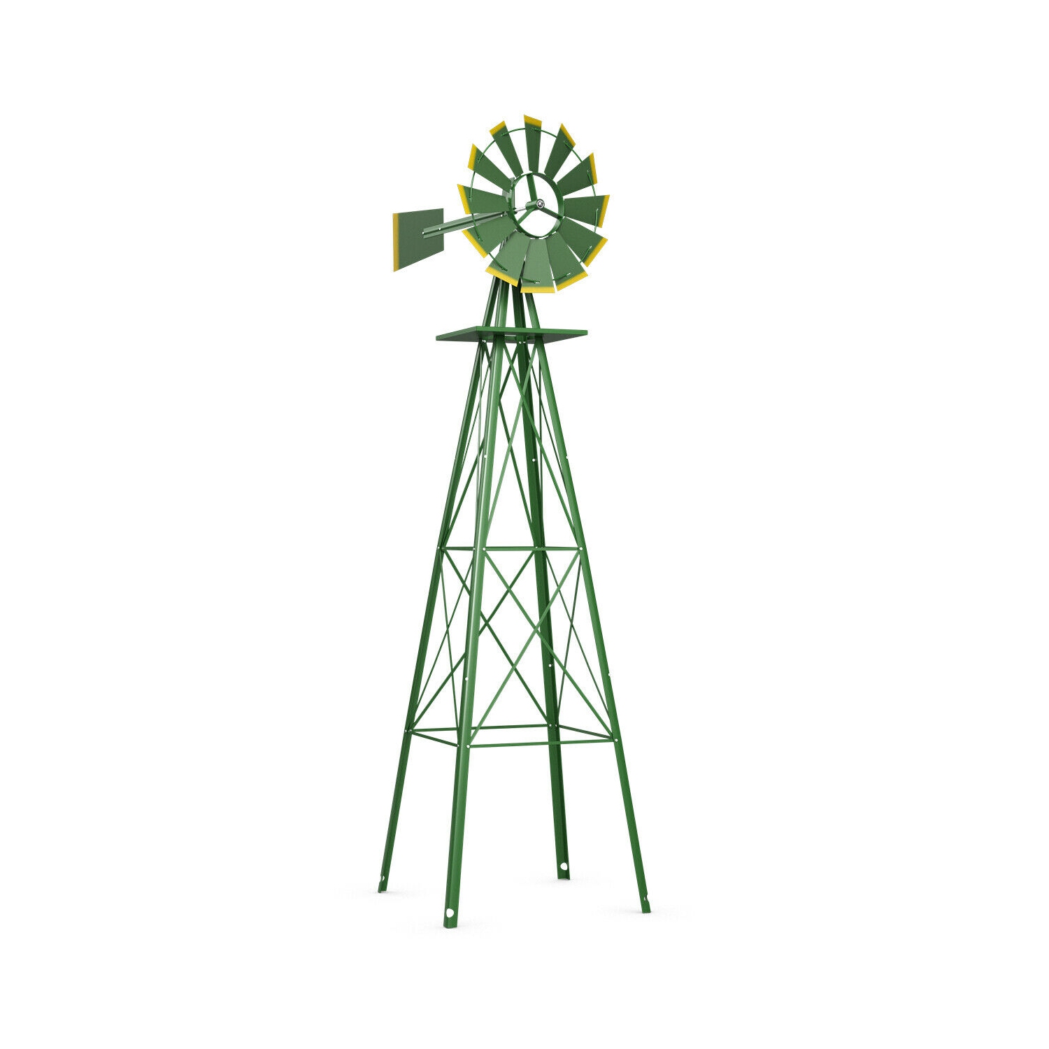 Large moulin à vent de 8 pi de Costway, argent, vert et jaune, vane des jardins