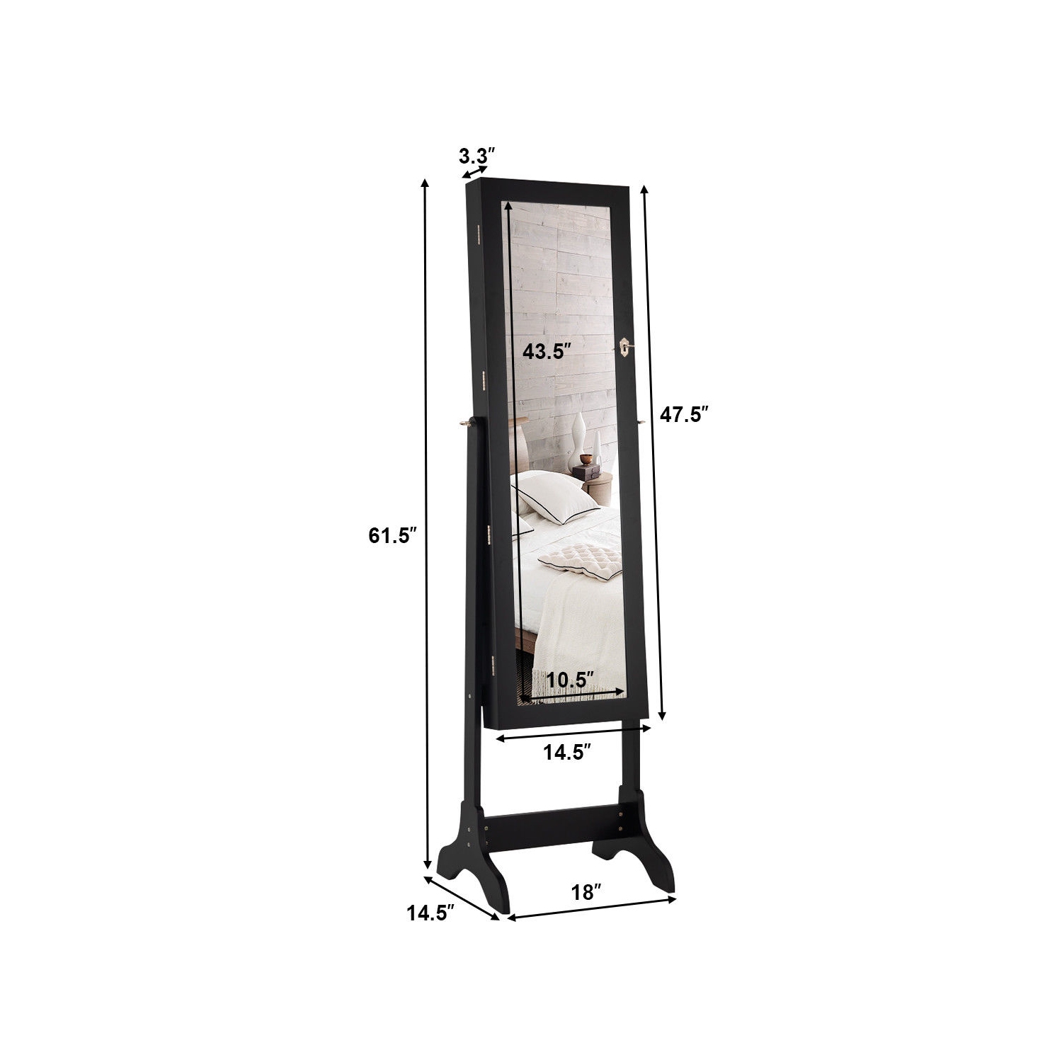 Armoire verrouillable à bijoux avec tiroirs et armoire à bijoux de Costway, noir