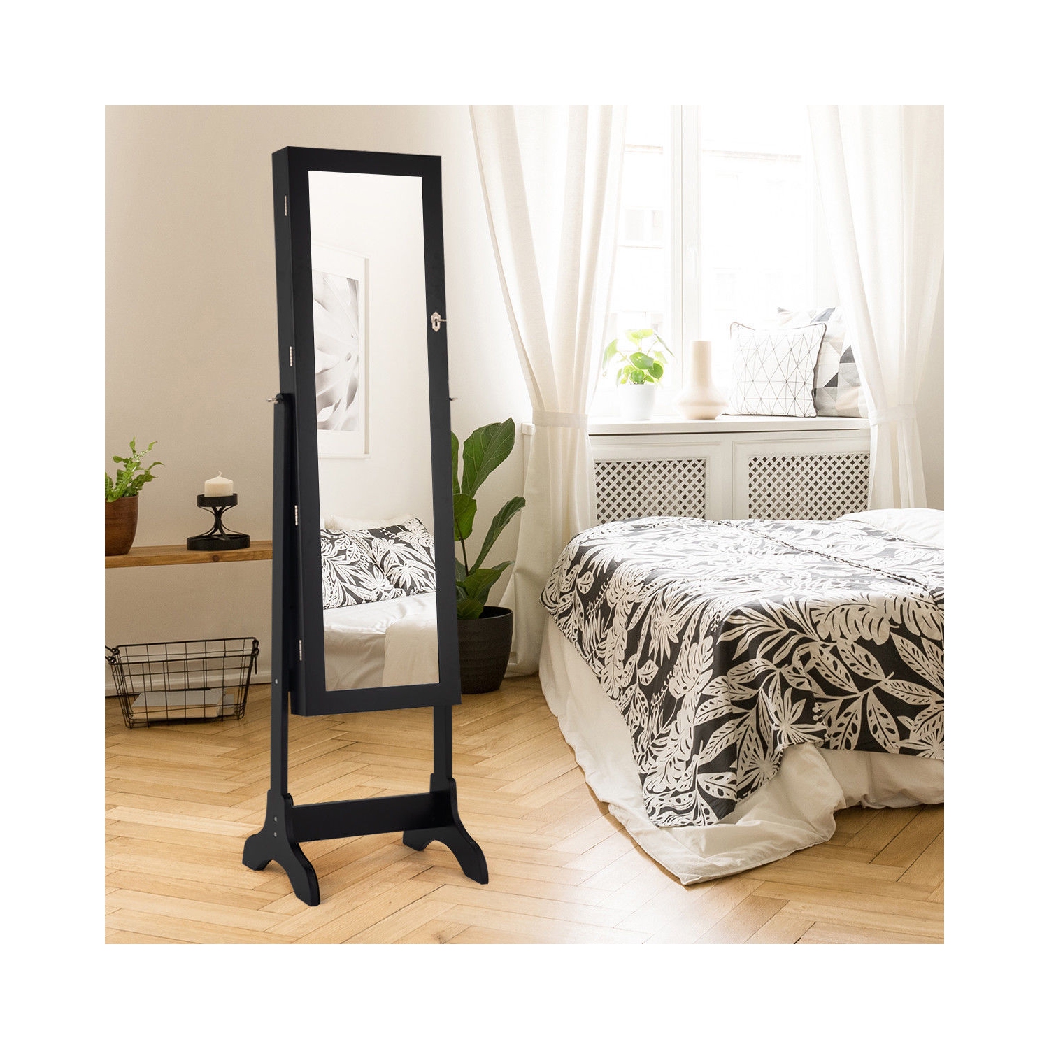 Armoire verrouillable à bijoux avec tiroirs et armoire à bijoux de Costway, noir