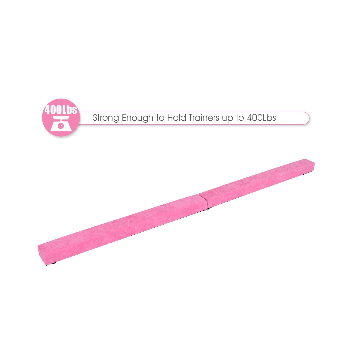 Section modulaire de 7 pi, barre d'équilibre au sol, gymnastique, fopage d’entraînement en suède rose doux