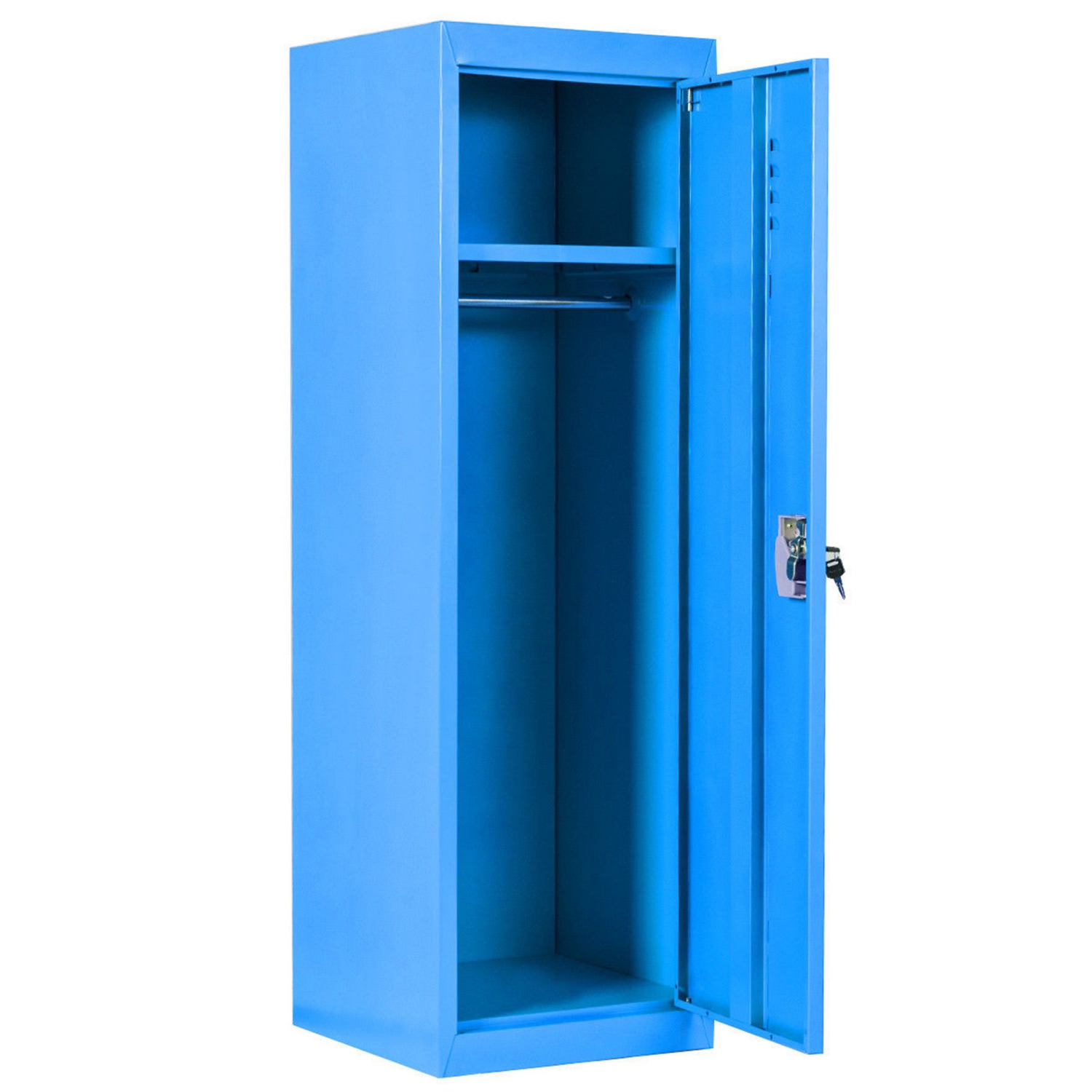 Costway 48" Kid Locker Safe Storage Child Single Tier Metal Lock Key Blue