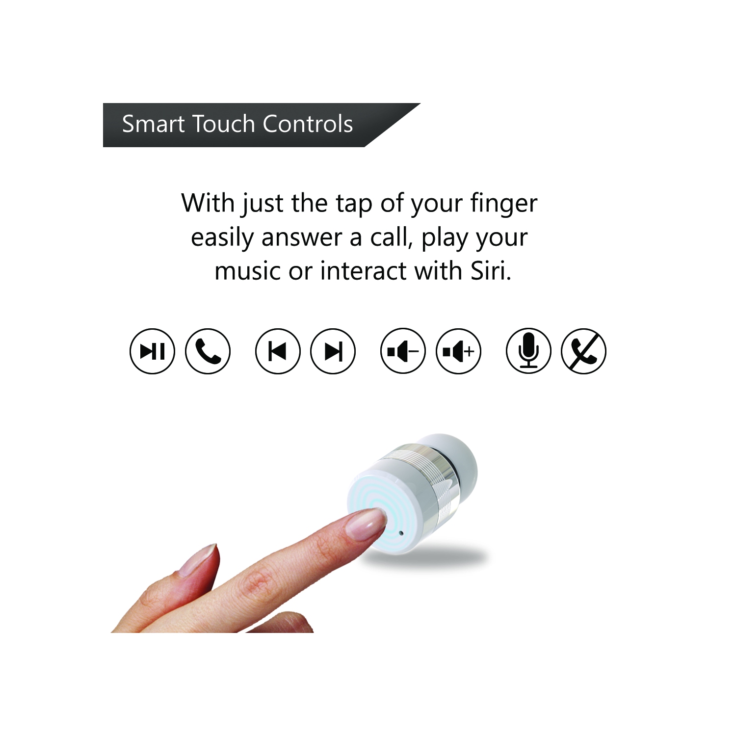 Uolo Pulse Mini Ear Pods In-Ear Bluetooth Headphones - IPX5 Water Resistant, Bulit-in Mic, True Wireless Earbuds Compatible with IOS and Android