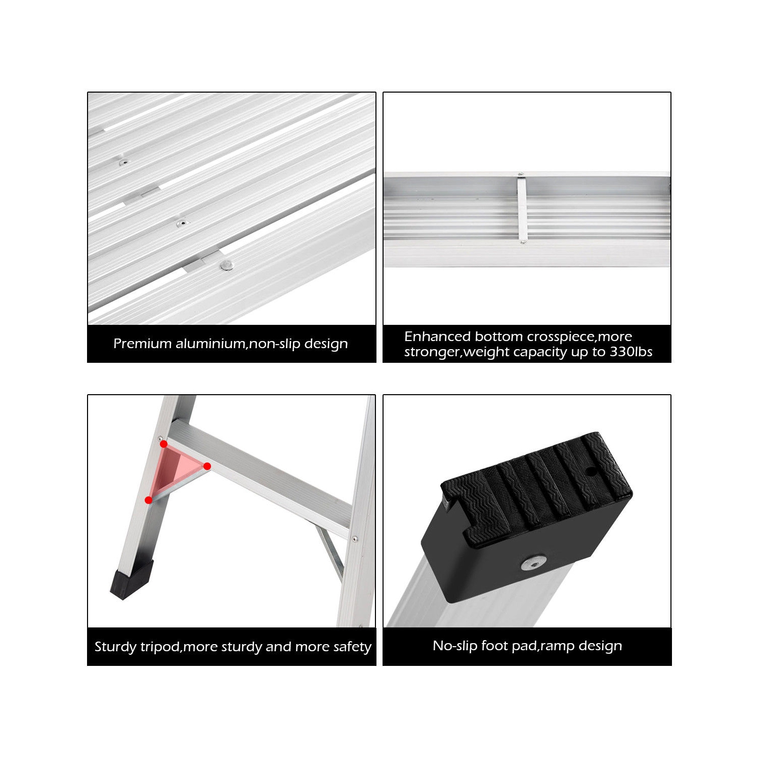 Costway HD EN131 Aluminum Platform Drywall Step Up Folding Work Bench Stool Ladder