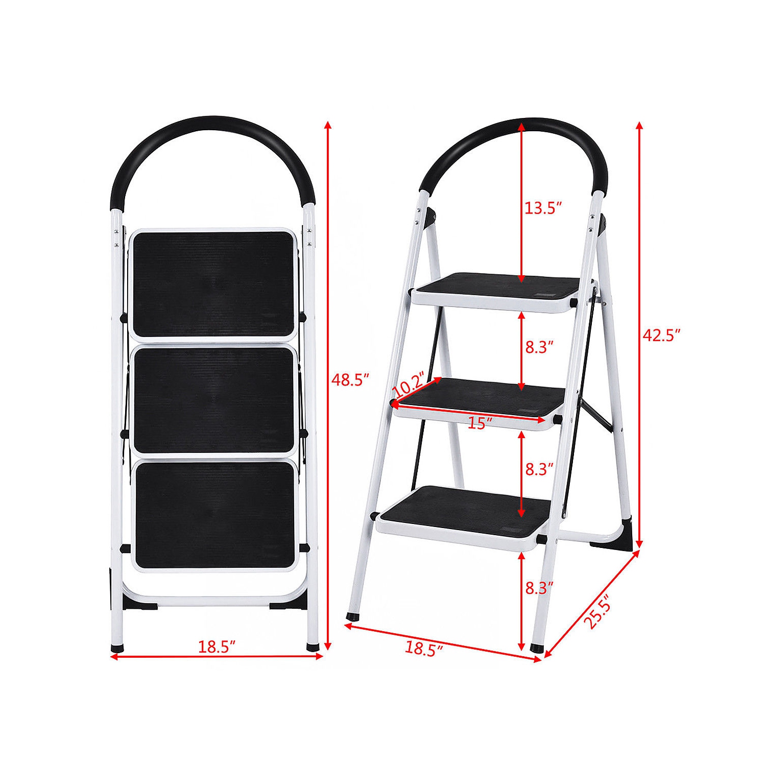 3 Step Ladder Folding Stool Heavy Duty Industrial Lightweight 330lbs Capacity