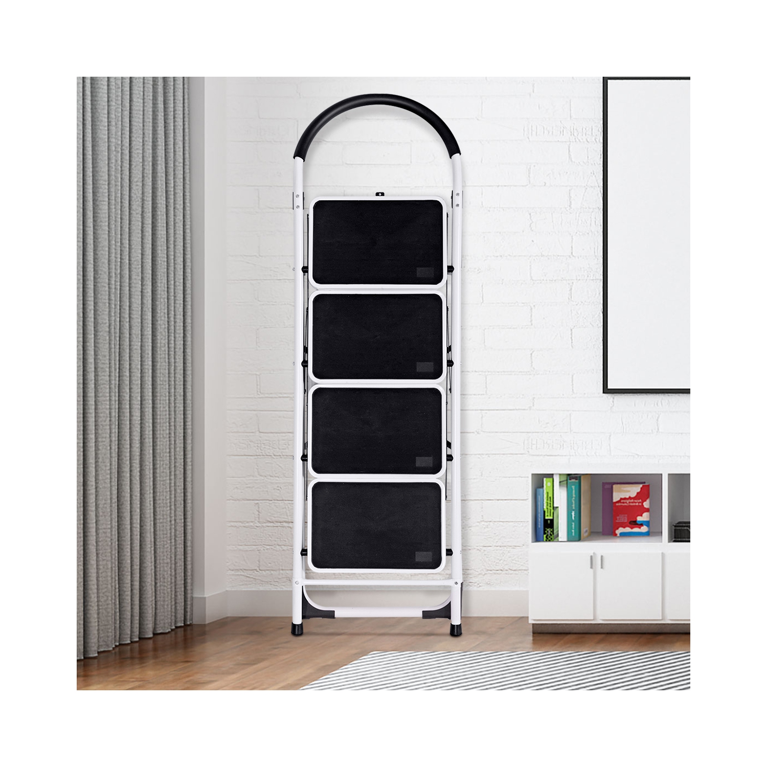 4 Step Ladder Folding Stool Heavy Duty 330lbs Capacity Industrial Lightweight