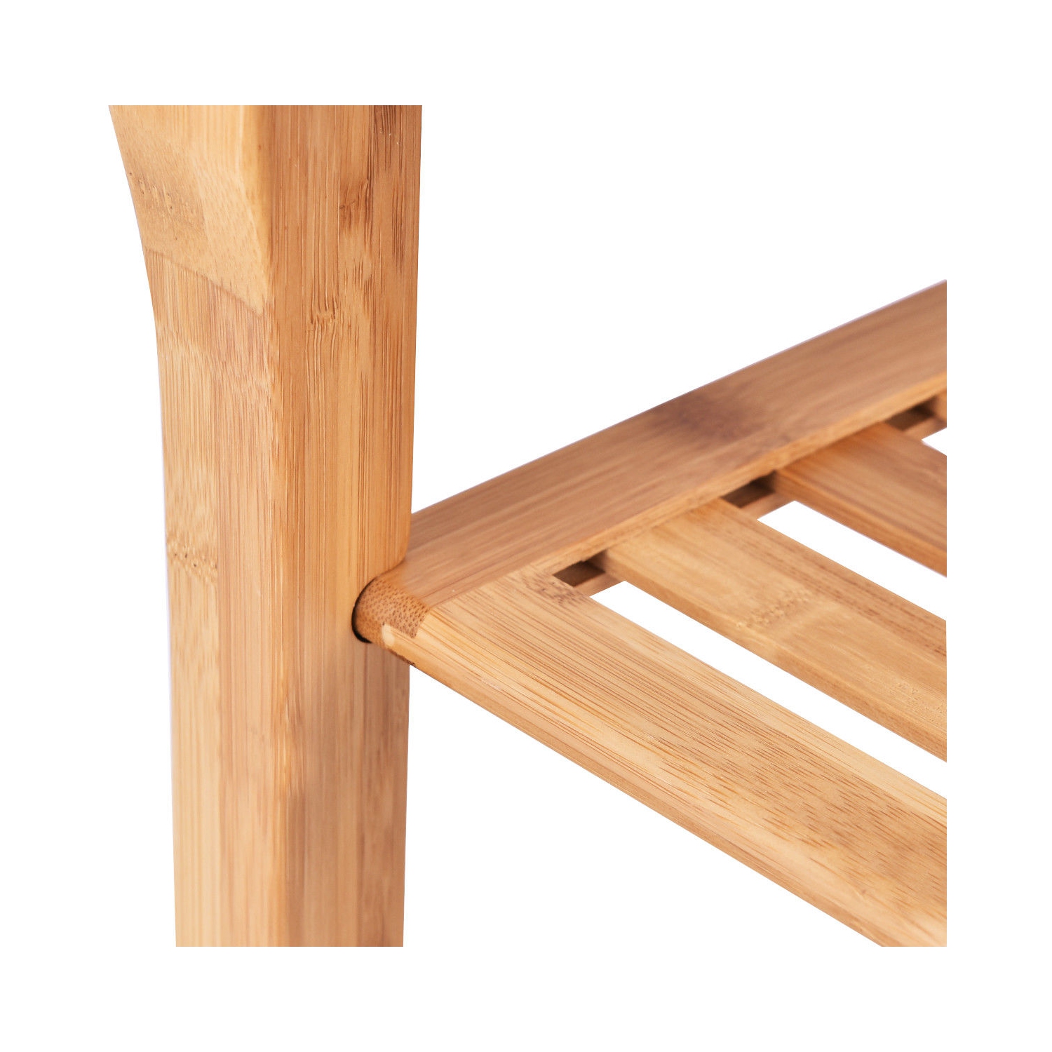 Costway Bamboo Shower Seat Bench Bathroom Spa Organizer Stool W/ Storage Shelf