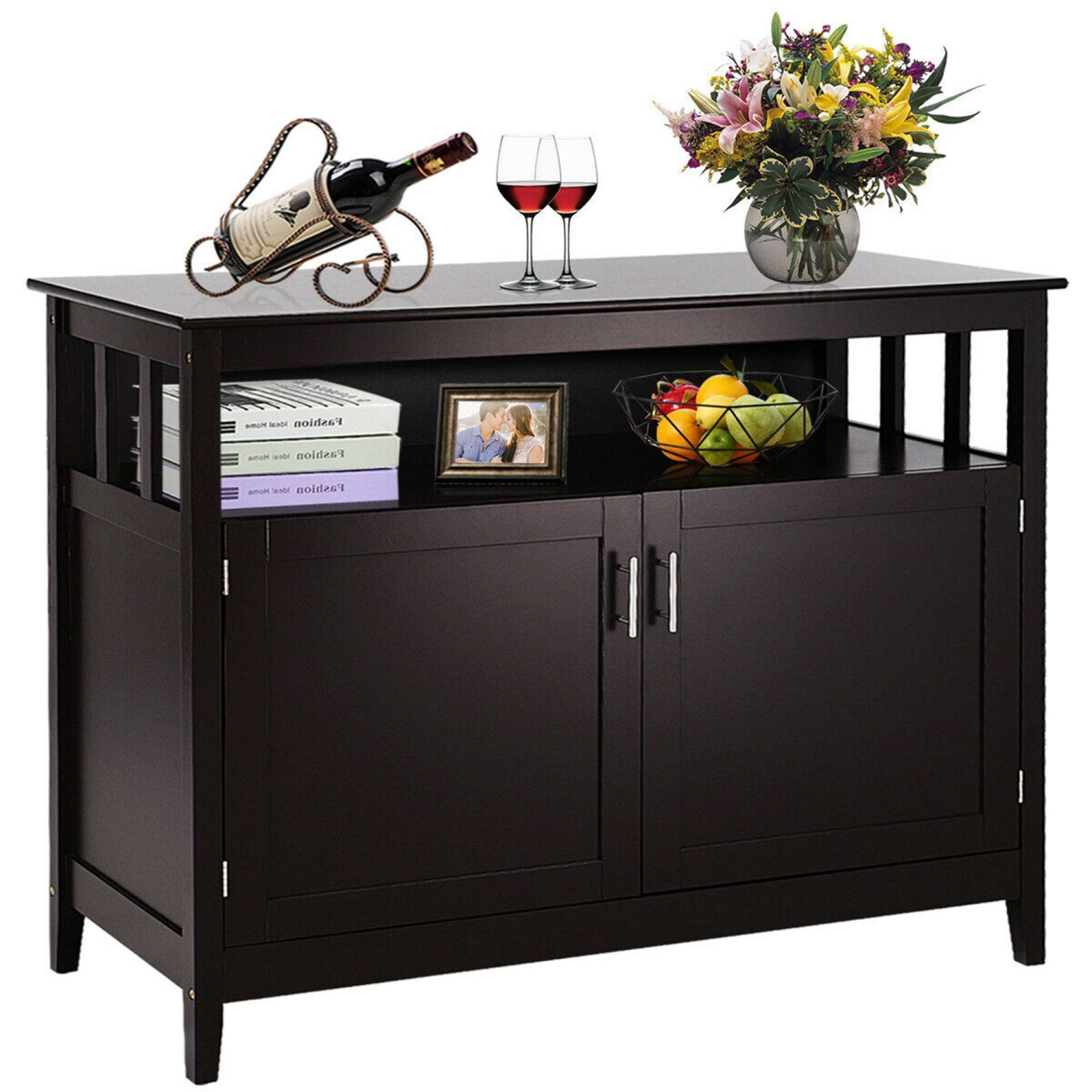 Costway Wood Kitchen Storage Cabinet Buffet Server Dining Table Sideboard TV Stand