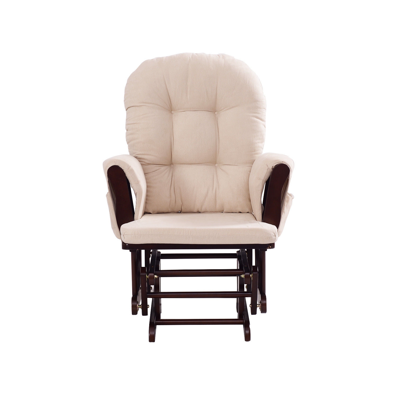 Ensemble fauteuil berçant coulissant et pouf Relax de Costway avec coussin beige