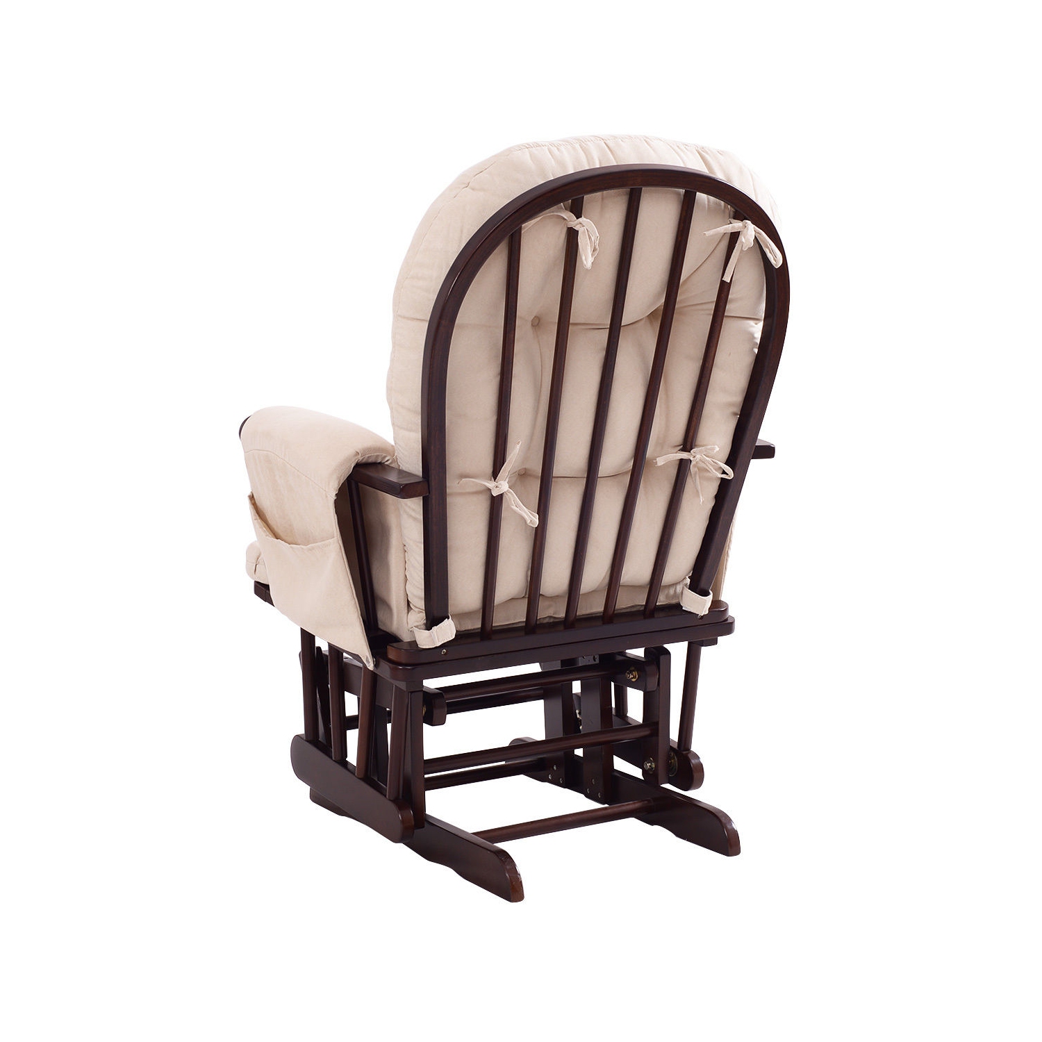 Ensemble fauteuil berçant coulissant et pouf Relax de Costway avec coussin beige