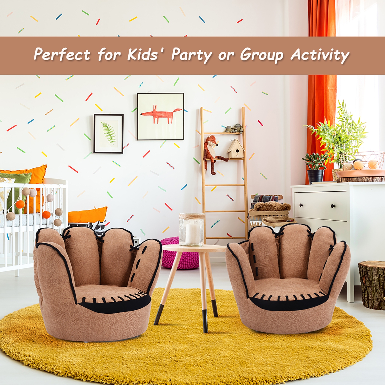 Costway Kids Sofa Five Finger Armrest Chair Couch Children Living Room Toddler Gift