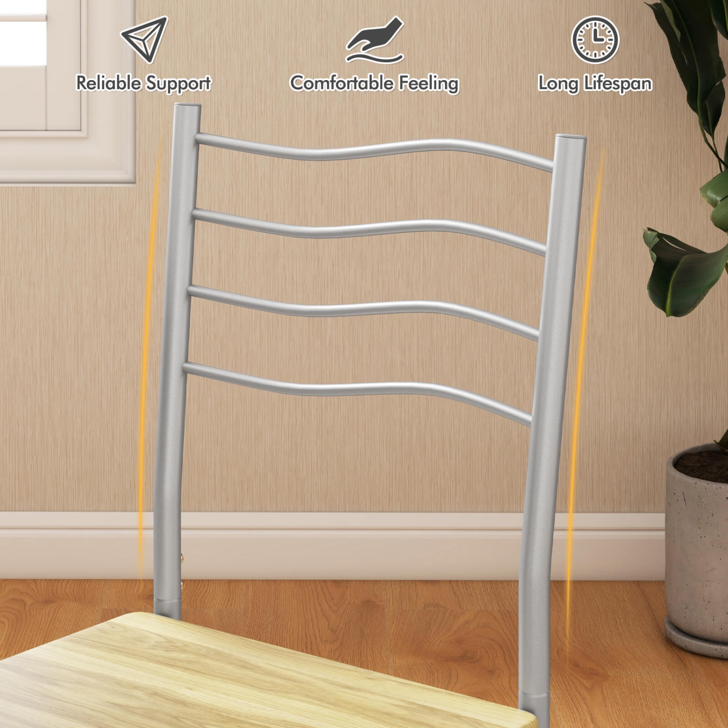 Costway 5 Piece Dining Table Set Wood Metal Kitchen Breakfast Furniture w/4 Chair Walnut