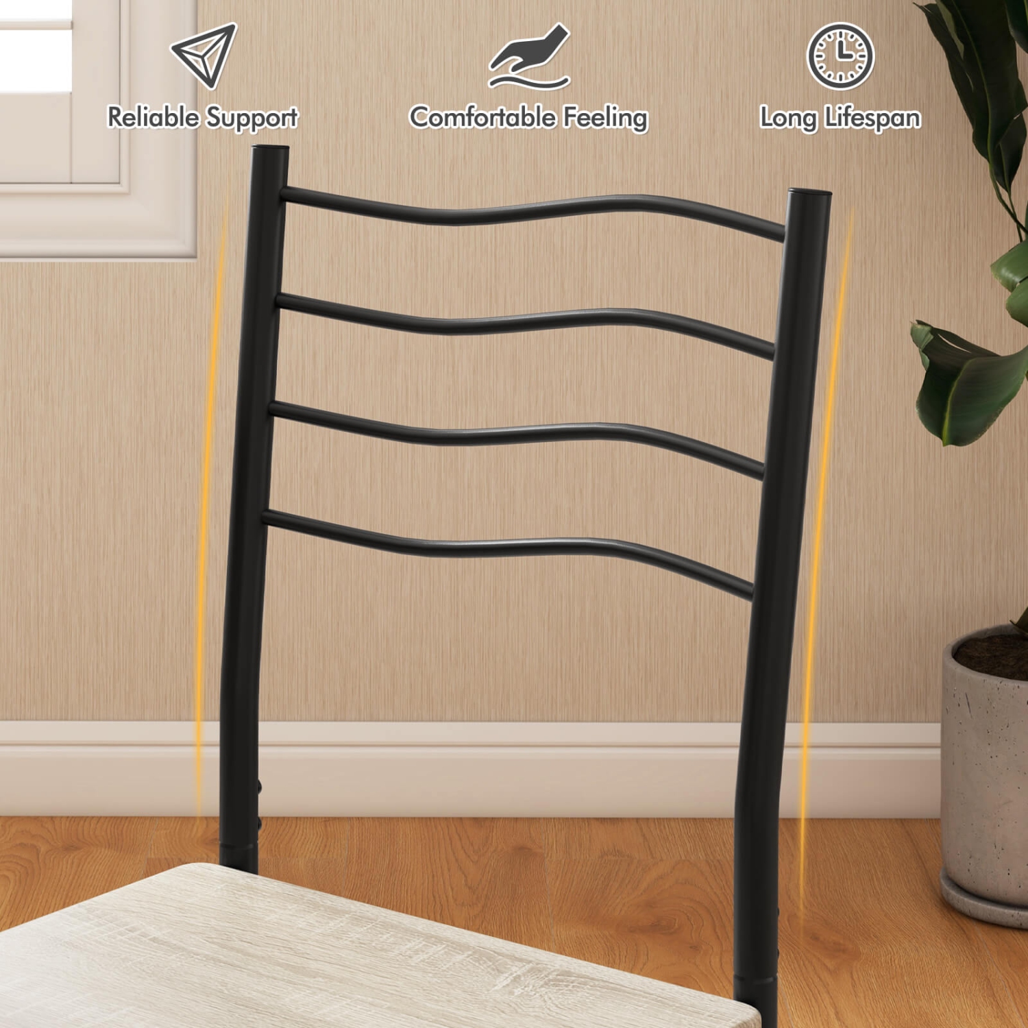 Costway 5 Piece Dining Table Set w/ 4 Chairs Wood Metal Kitchen Breakfast Furniture