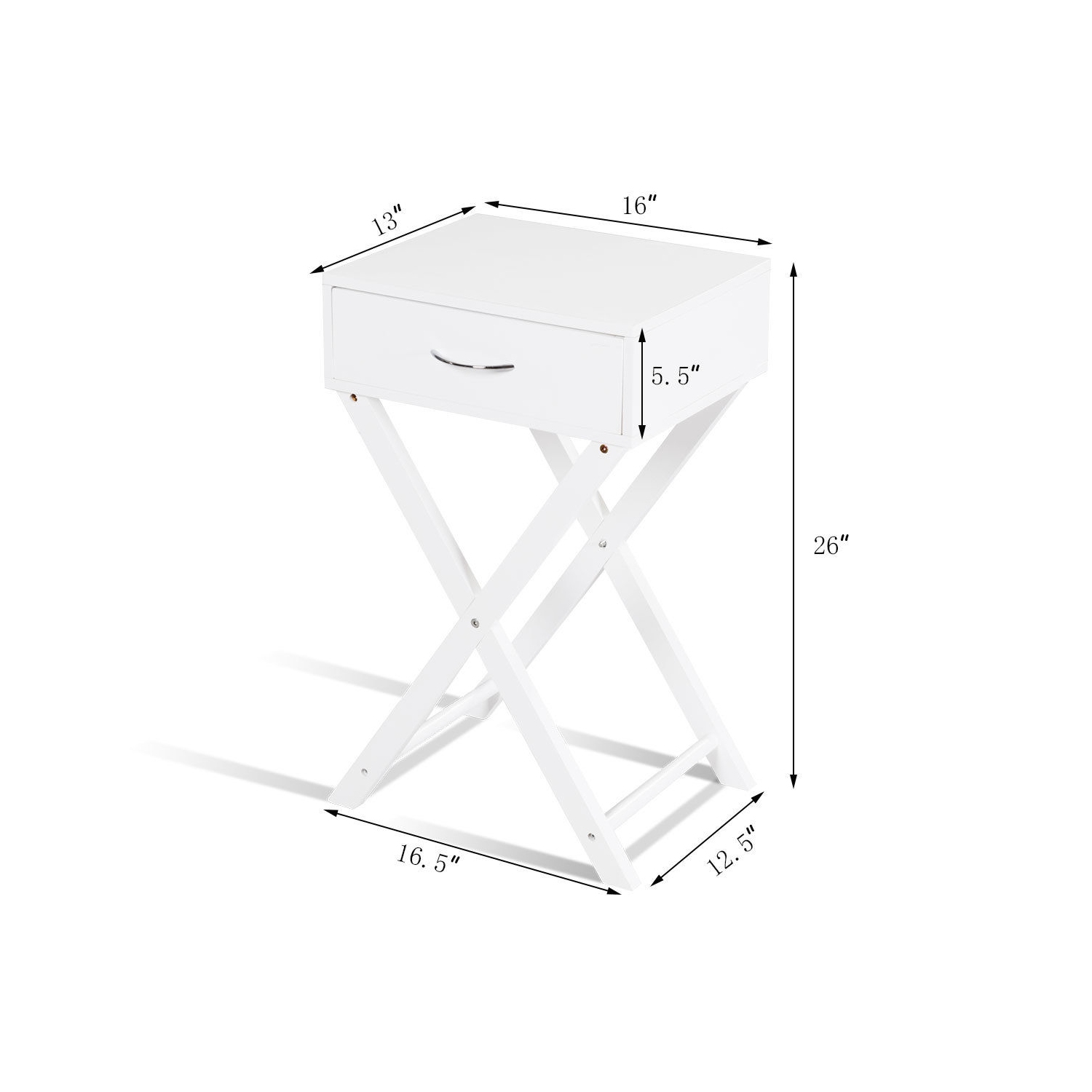 Table de Chevet Scandinave avec 1 Tiroir Table de Nuit avec Pieds de Table en Forme de X Table d'Appoint Table Basse Meuble de Rangement pour Accueil