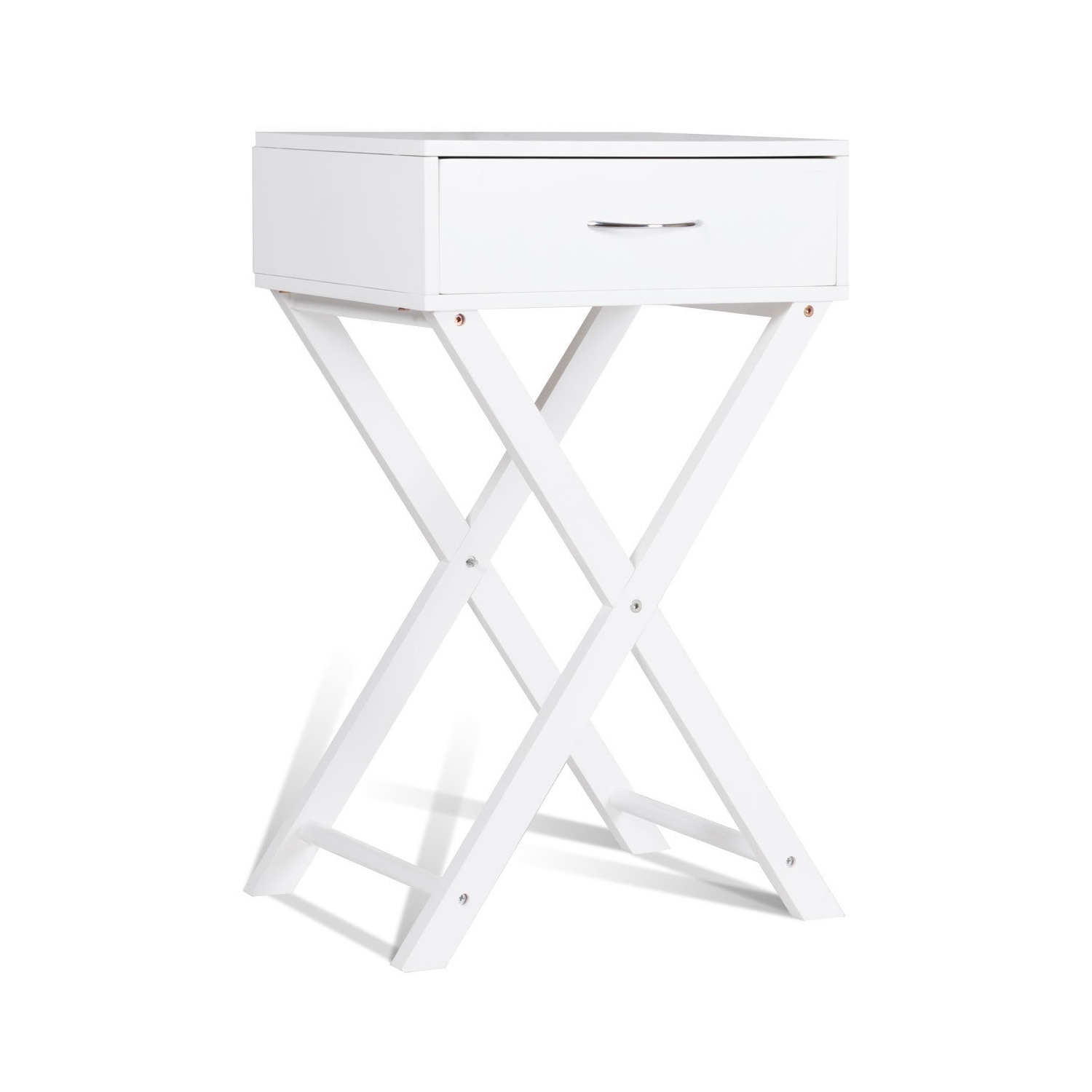 Table de Chevet Scandinave avec 1 Tiroir Table de Nuit avec Pieds de Table en Forme de X Table d'Appoint Table Basse Meuble de Rangement pour Accueil