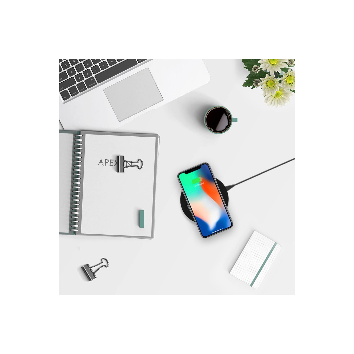 Chargeur sans fil rapide d'Apexan | 10&nbsp;W pour iPhone 13, 12, 11, XS et XR certifié Qi | Tapis de chargement sans fil Qi rapide d'10&nbsp;W