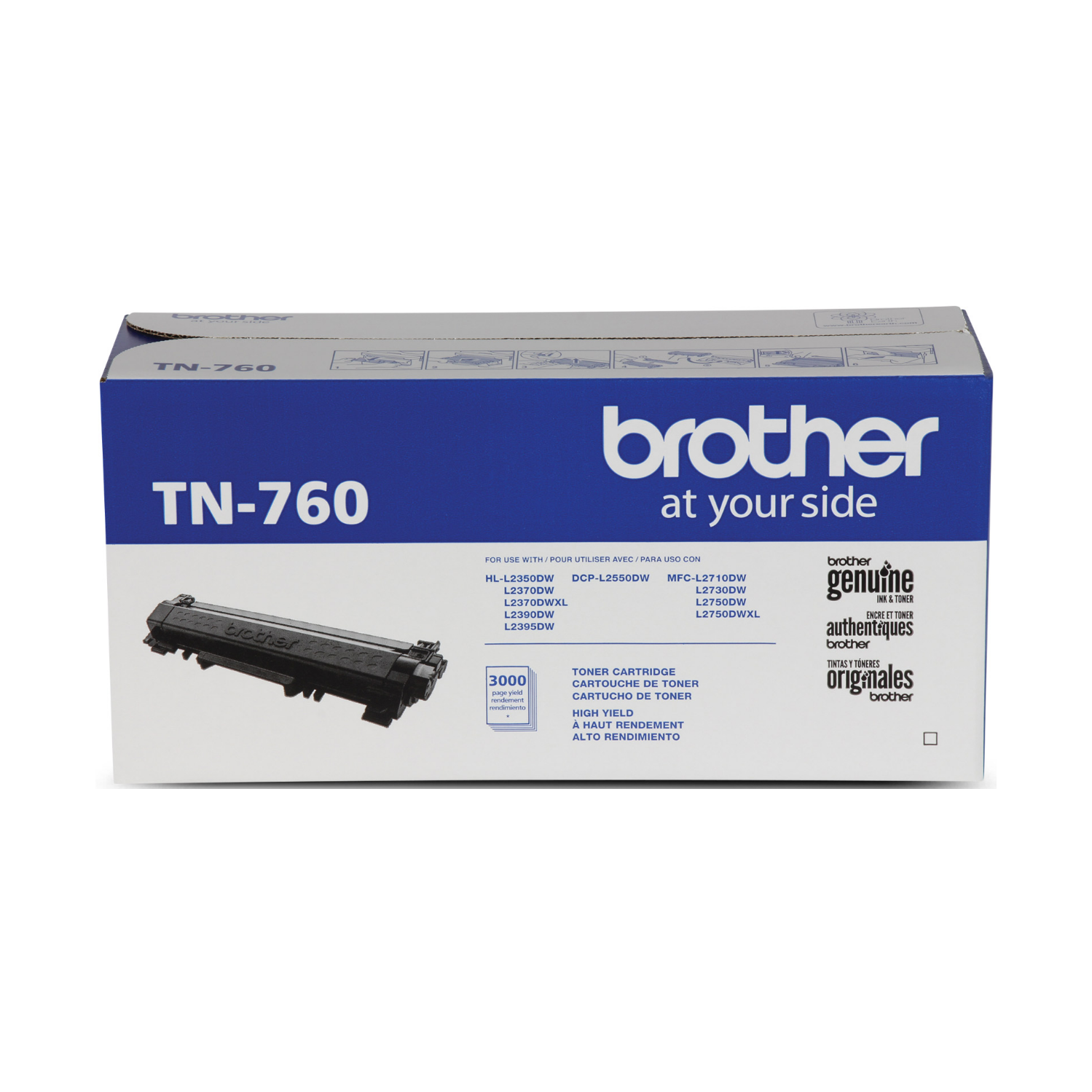 Brother TN760 (TN-760) Black High Yield Original Toner Cartridge, For Brother DCP-L2550, HL-L2350 to MFC-L2750
