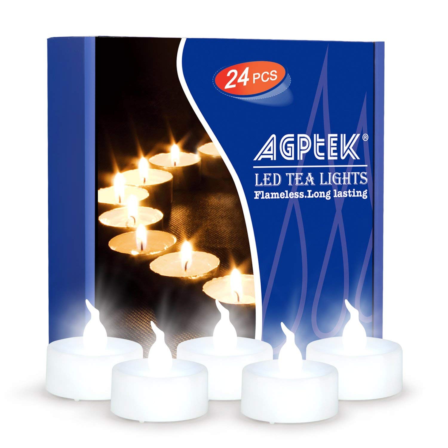 24 PCS Battery Operated Flameless LED Tealights Candles - Cool White
