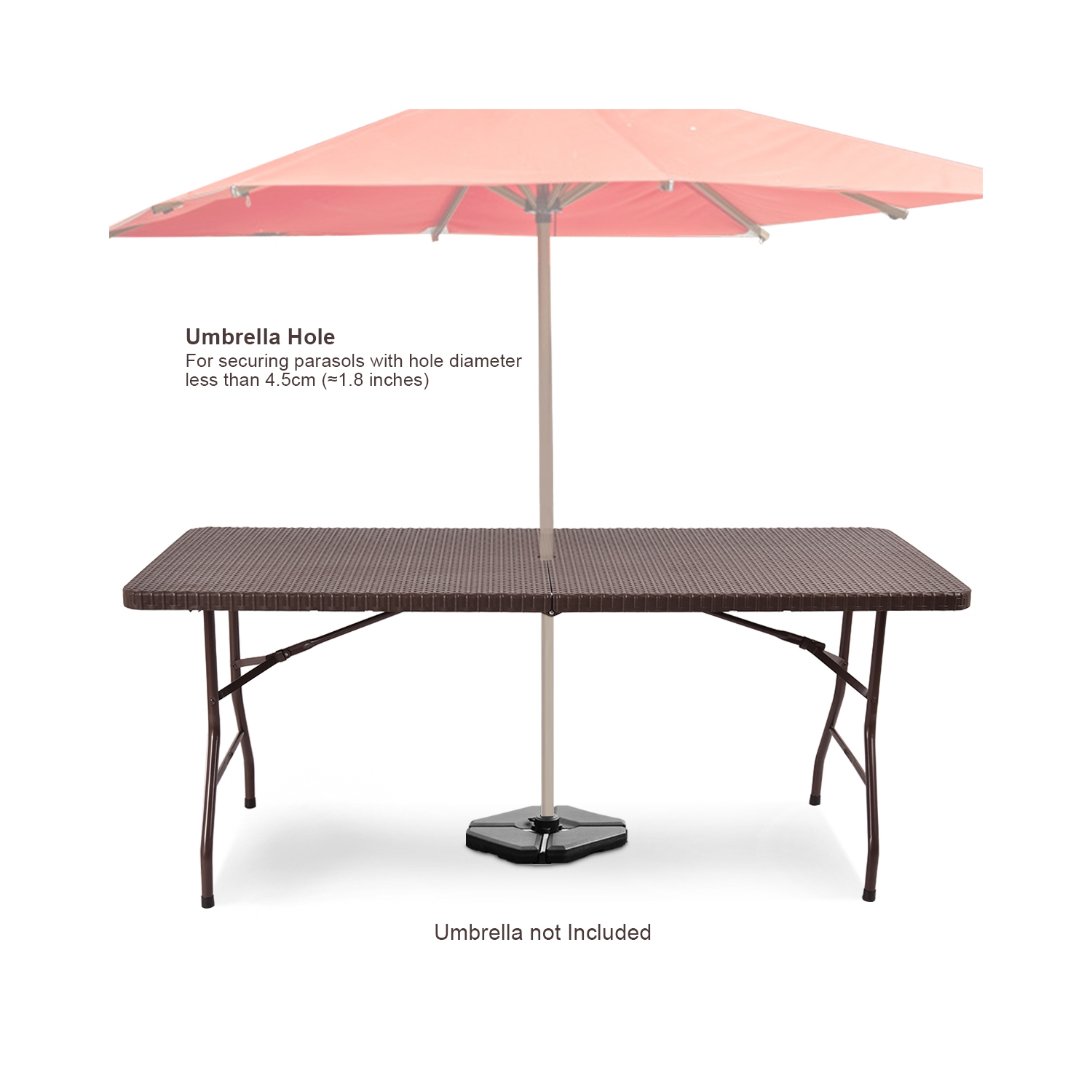 Costway 6' Folding Table Rattan Portable Indoor Outdoor Picnic Party Dining Camping