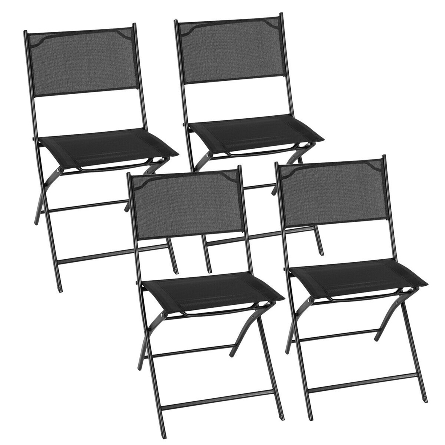 Costway Set of 4 Patio Folding Chairs Camping Deck Garden Pool Beach Furniture