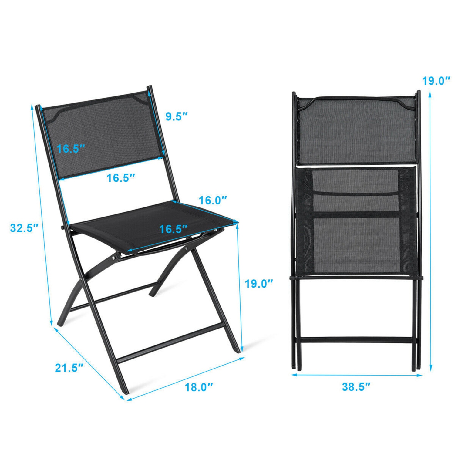 Costway Set of 4 Patio Folding Chairs Camping Deck Garden Pool Beach Furniture