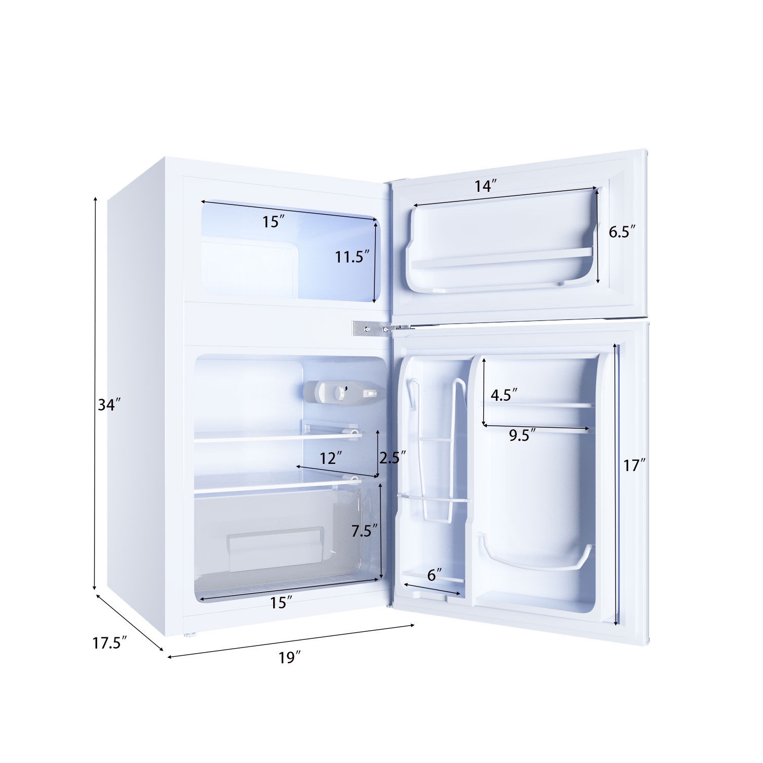 Costway Refrigerator Freezer Cooler Fridge Compact 3.2 cu ft.Unit