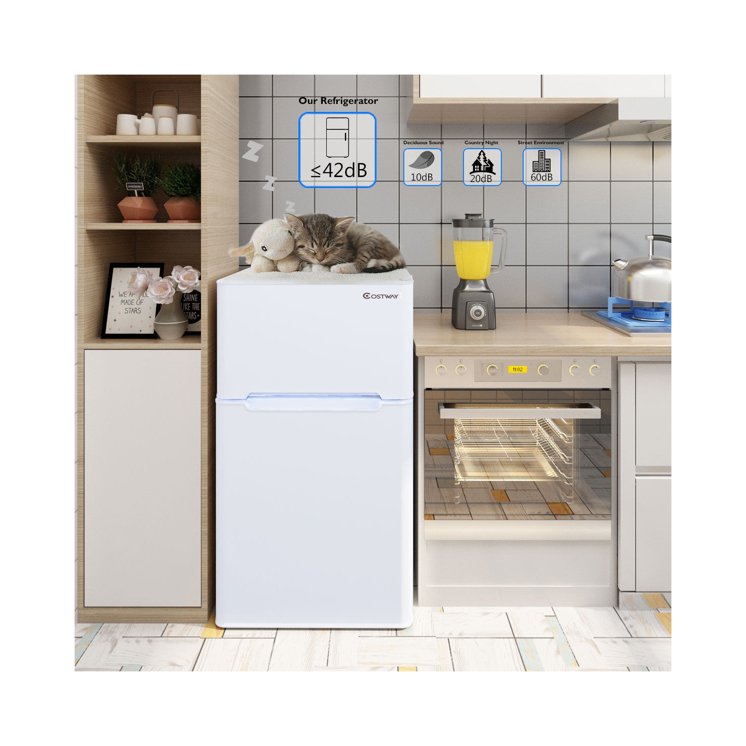 Costway Refrigerator Freezer Cooler Fridge Compact 3.2 cu ft.Unit