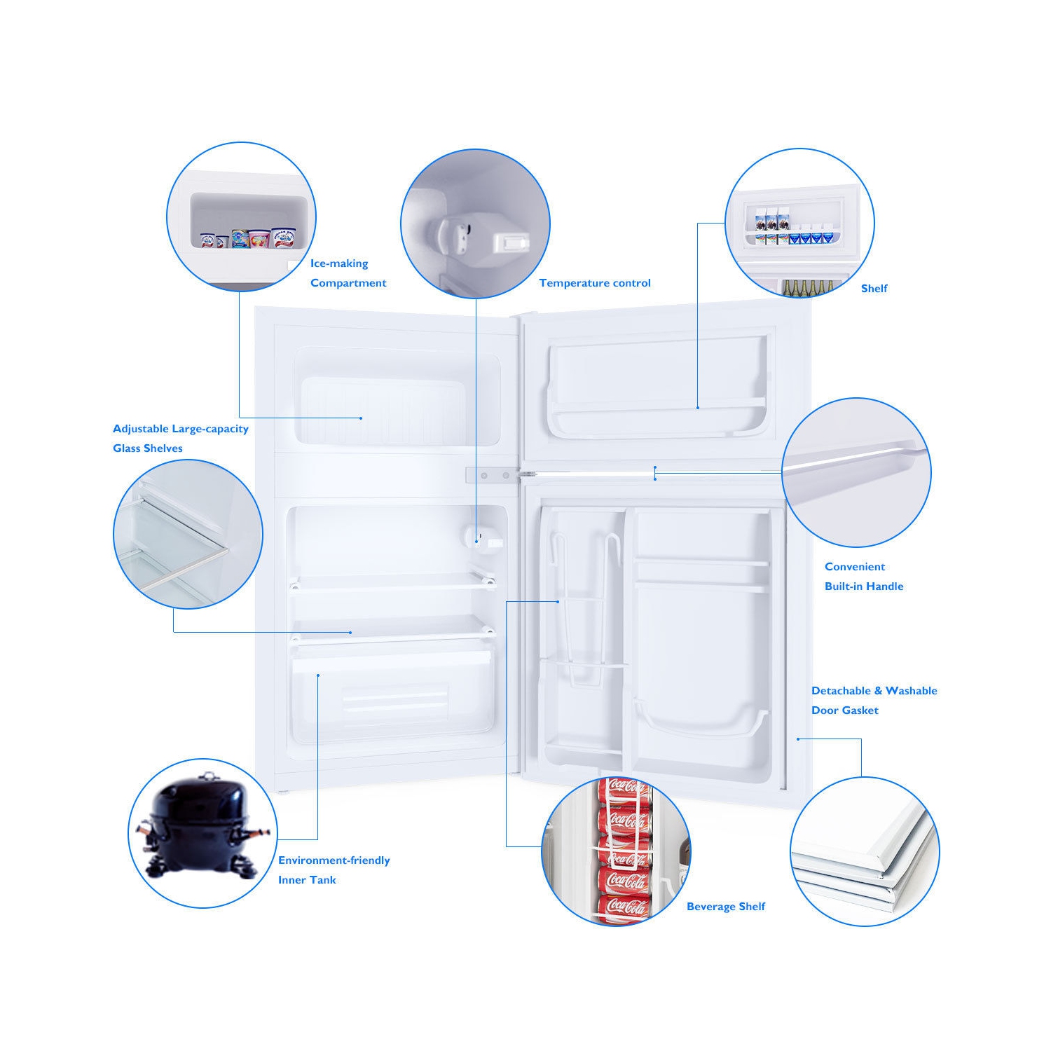 Costway Refrigerator Freezer Cooler Fridge Compact 3.2 cu ft.Unit