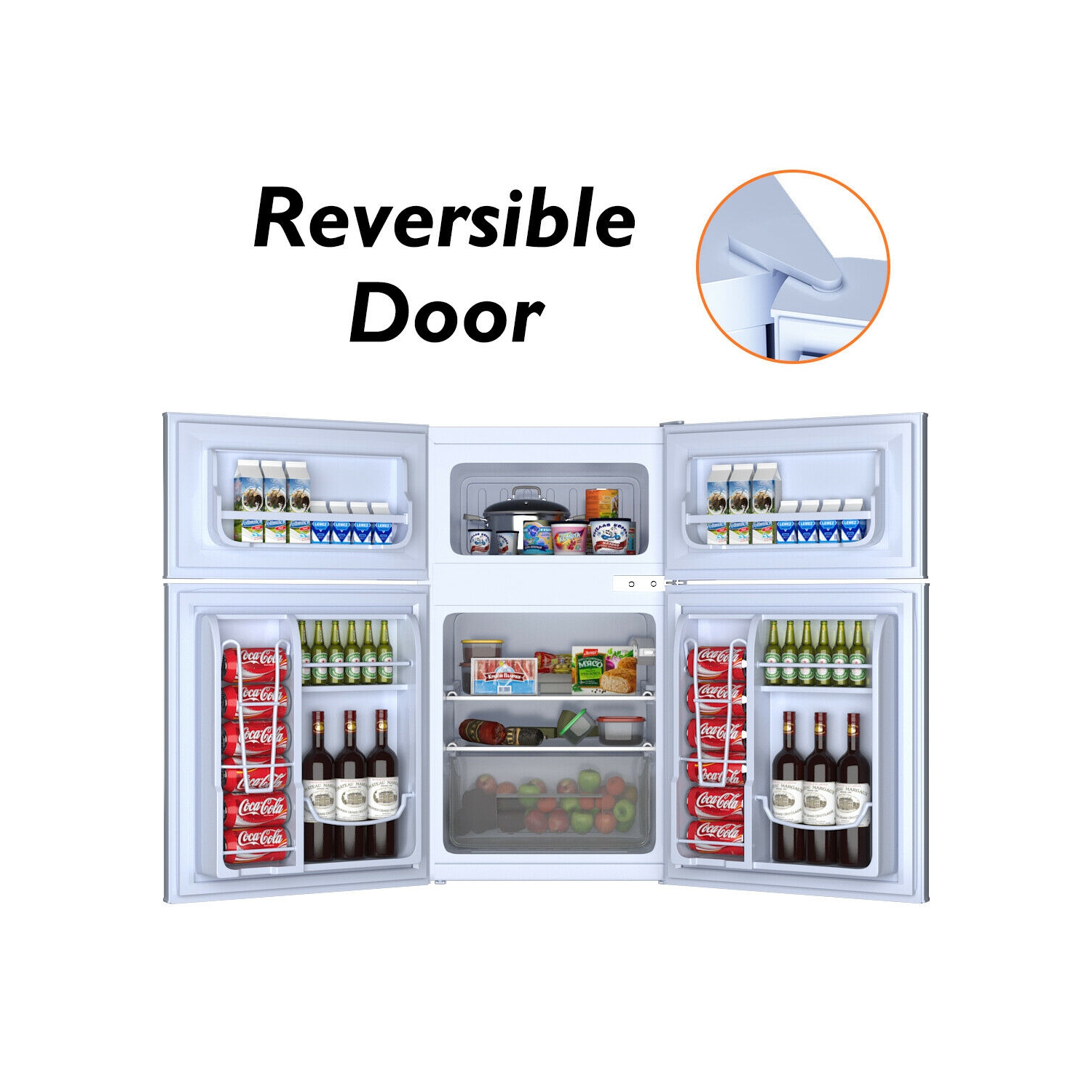 Costway Refrigerator Freezer Cooler Fridge Compact 3.2 cu ft.Unit