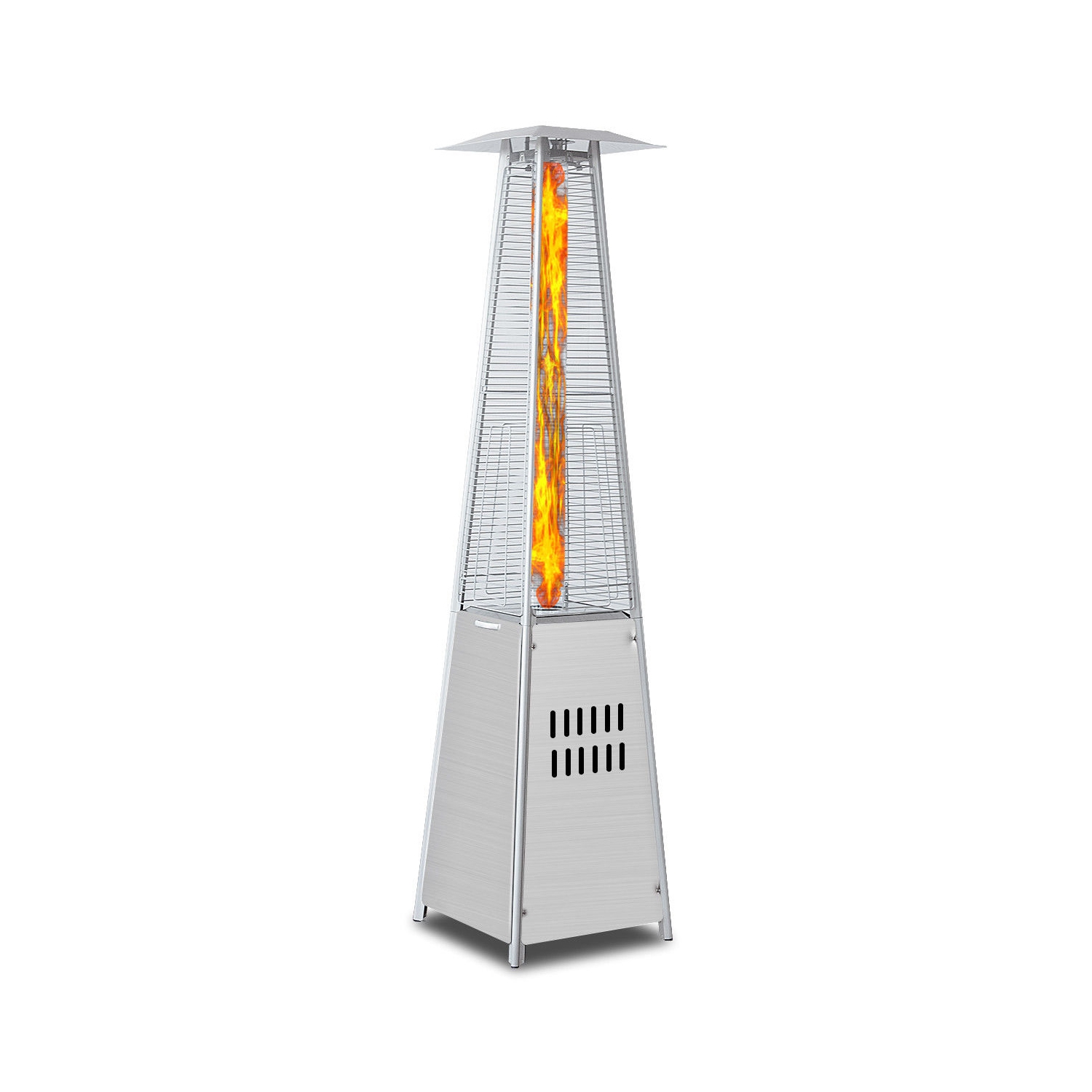 40,000BTU Patio Heater Stainless Steel Pyramid Propane Glass Tube Dancing Flames