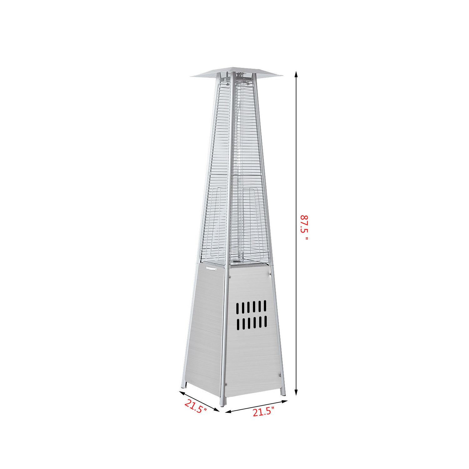 40,000BTU Patio Heater Stainless Steel Pyramid Propane Glass Tube Dancing Flames