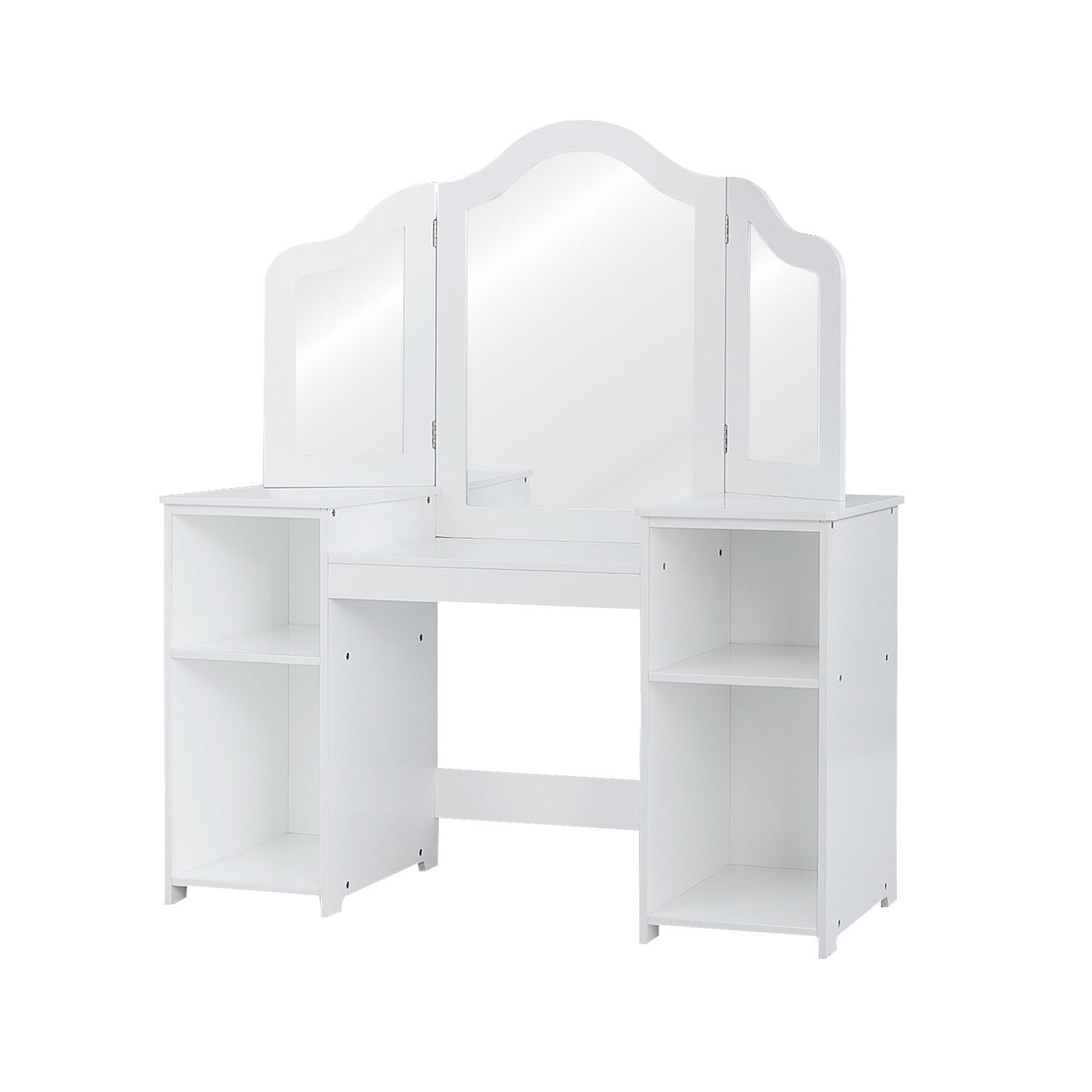 Vanity Table Set Makeup Dressing Kids Girls Study Table Tri Folding Mirror