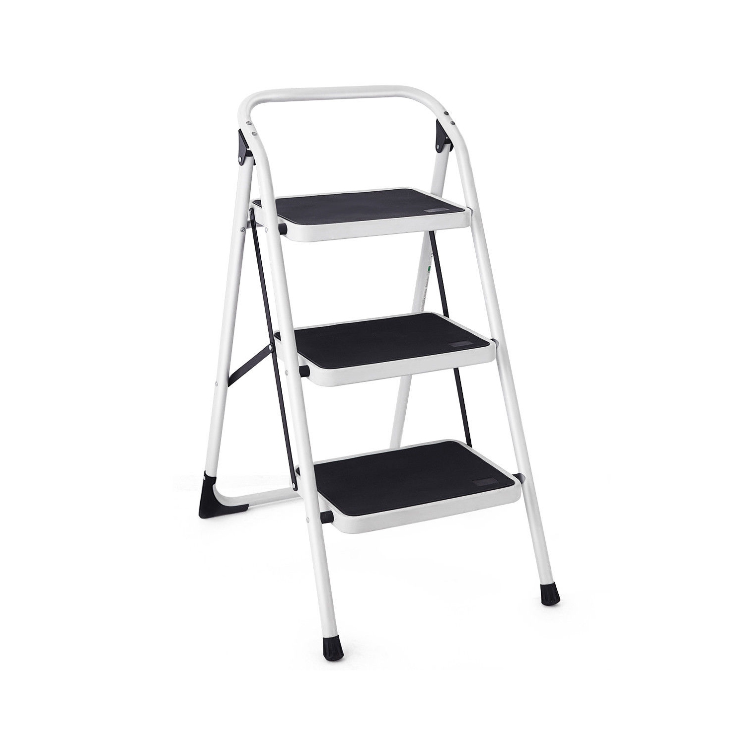 Costway 3 Step Lightweight Ladder HD Platform Foldable Stool 330 LB Cap. Saving Space