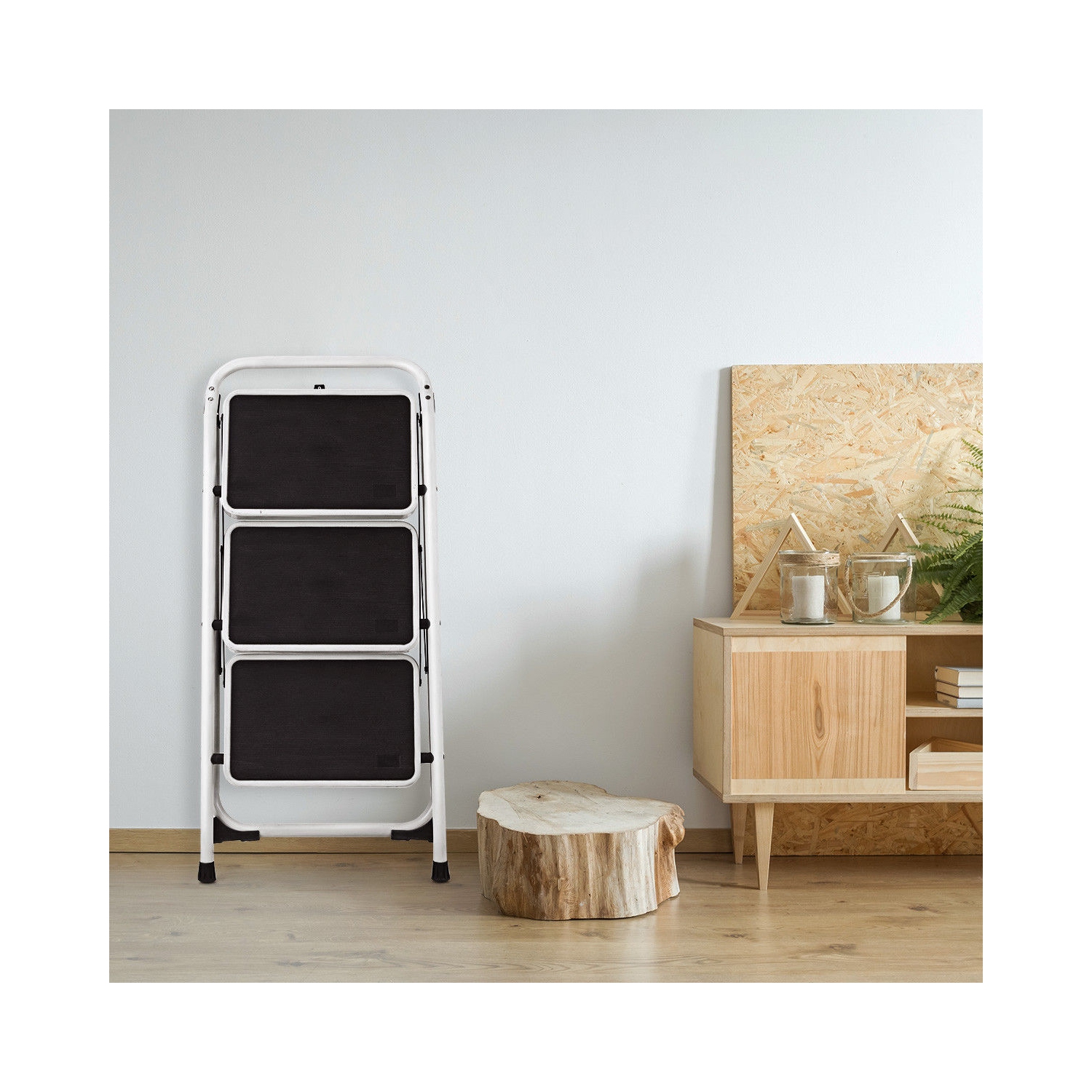 Costway 3 Step Lightweight Ladder HD Platform Foldable Stool 330 LB Cap. Saving Space