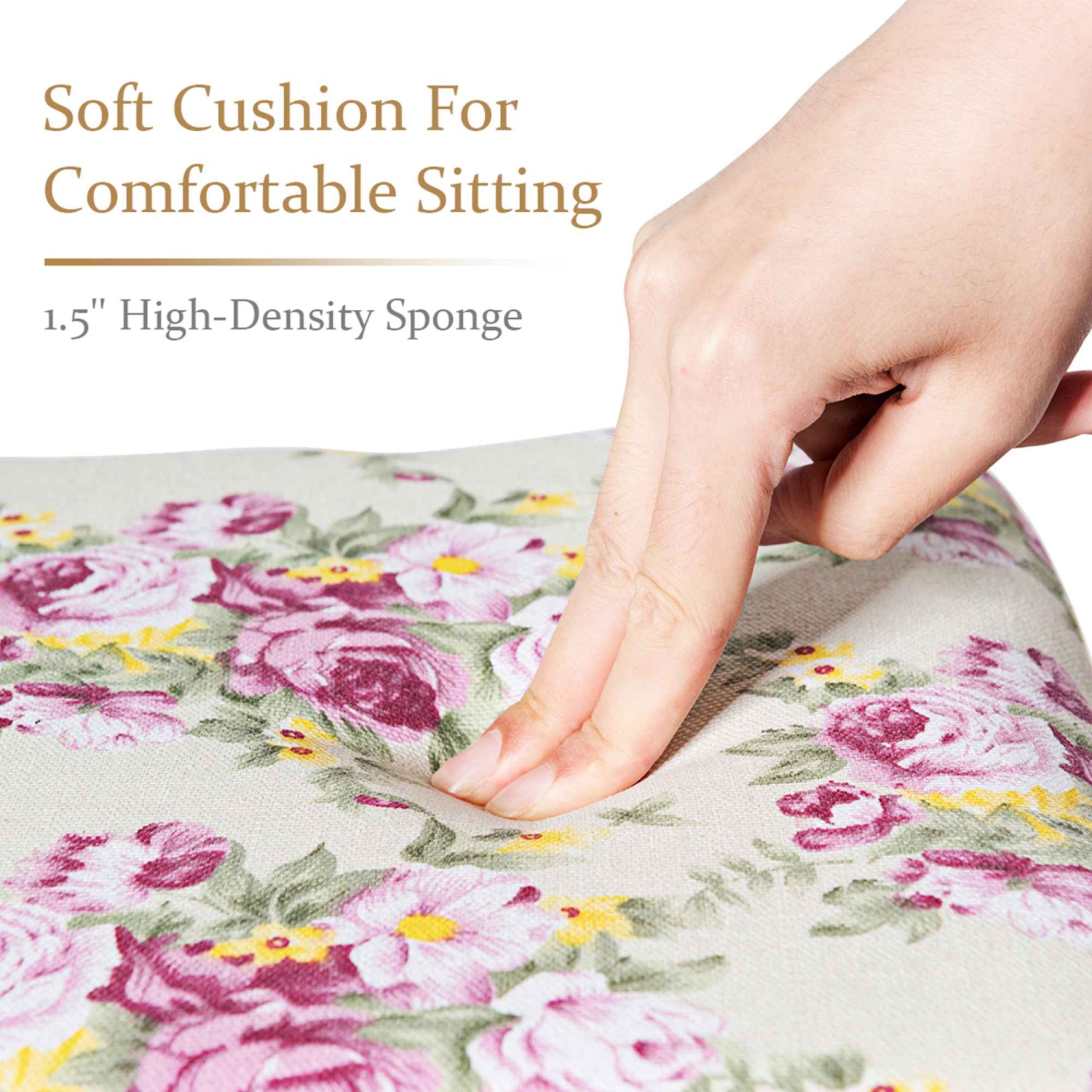 Costway – Tabouret de salle de bain en bois blanc avec coussin rose, chaise rembourrée et chaise de maquillage