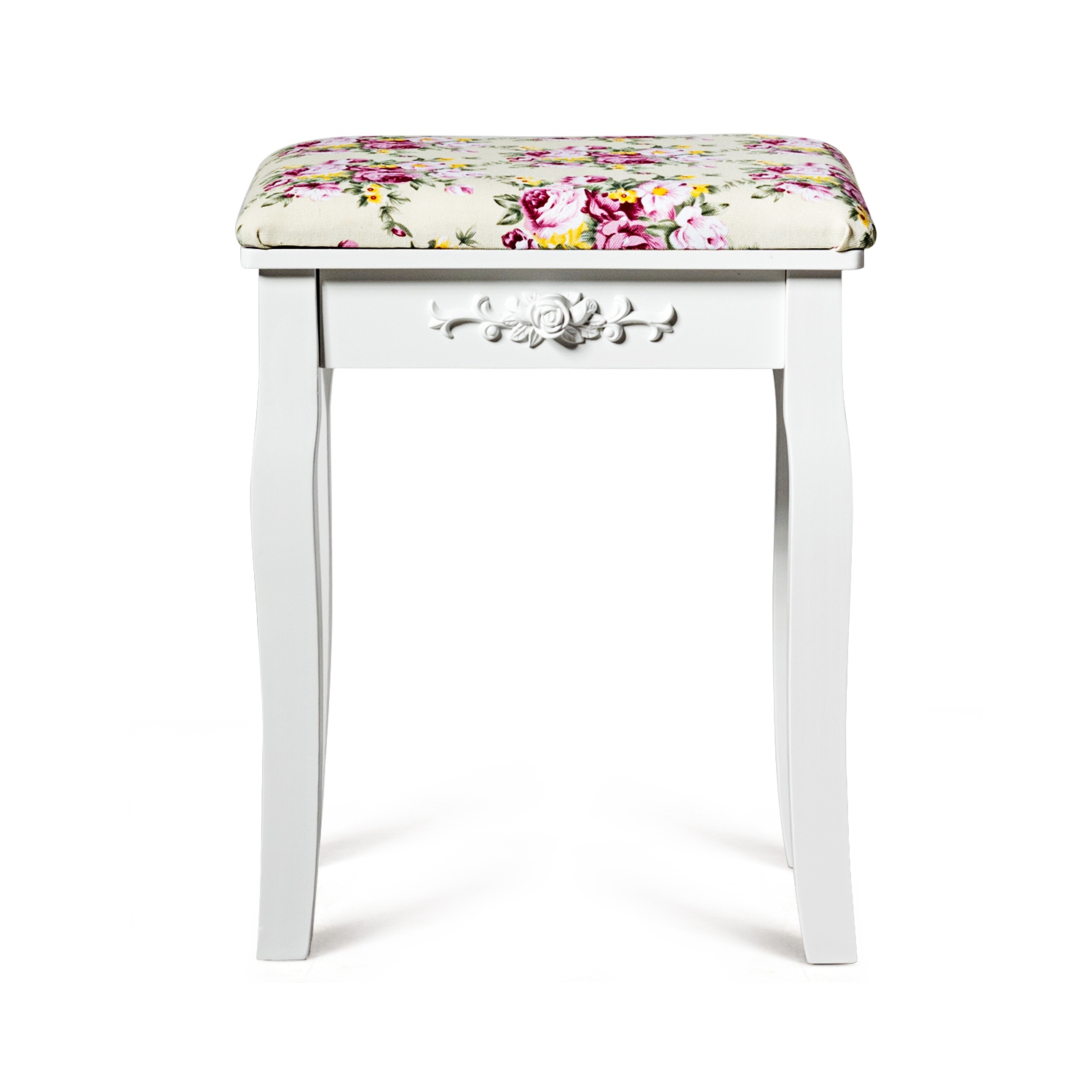 Costway – Tabouret de salle de bain en bois blanc avec coussin rose, chaise rembourrée et chaise de maquillage