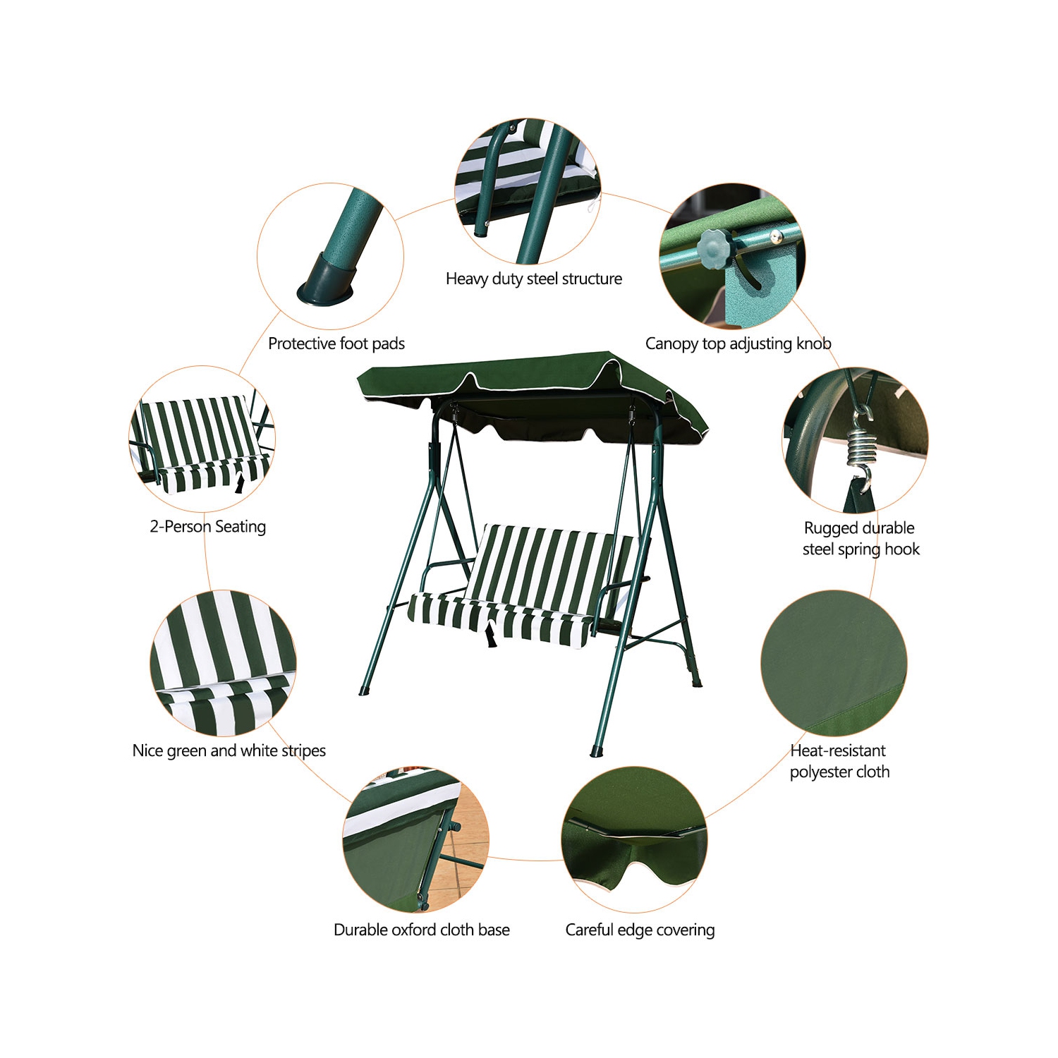 Costway Loveseat Patio Canopy Swing Glider Hammock Cushioned Steel Frame Outdoor