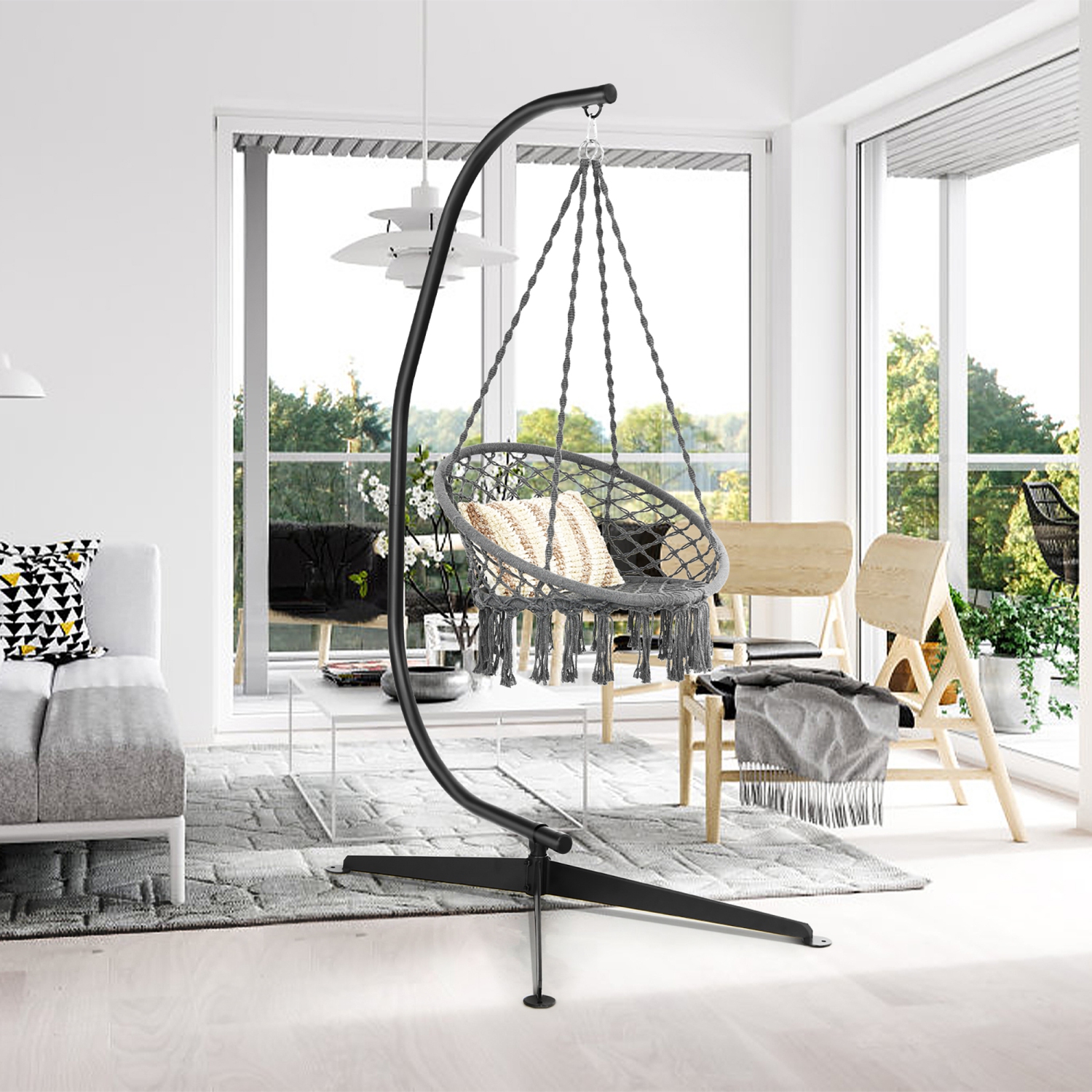 Support de hamac en forme de C de Costway en acier solide pour chaise  pivotante suspendue