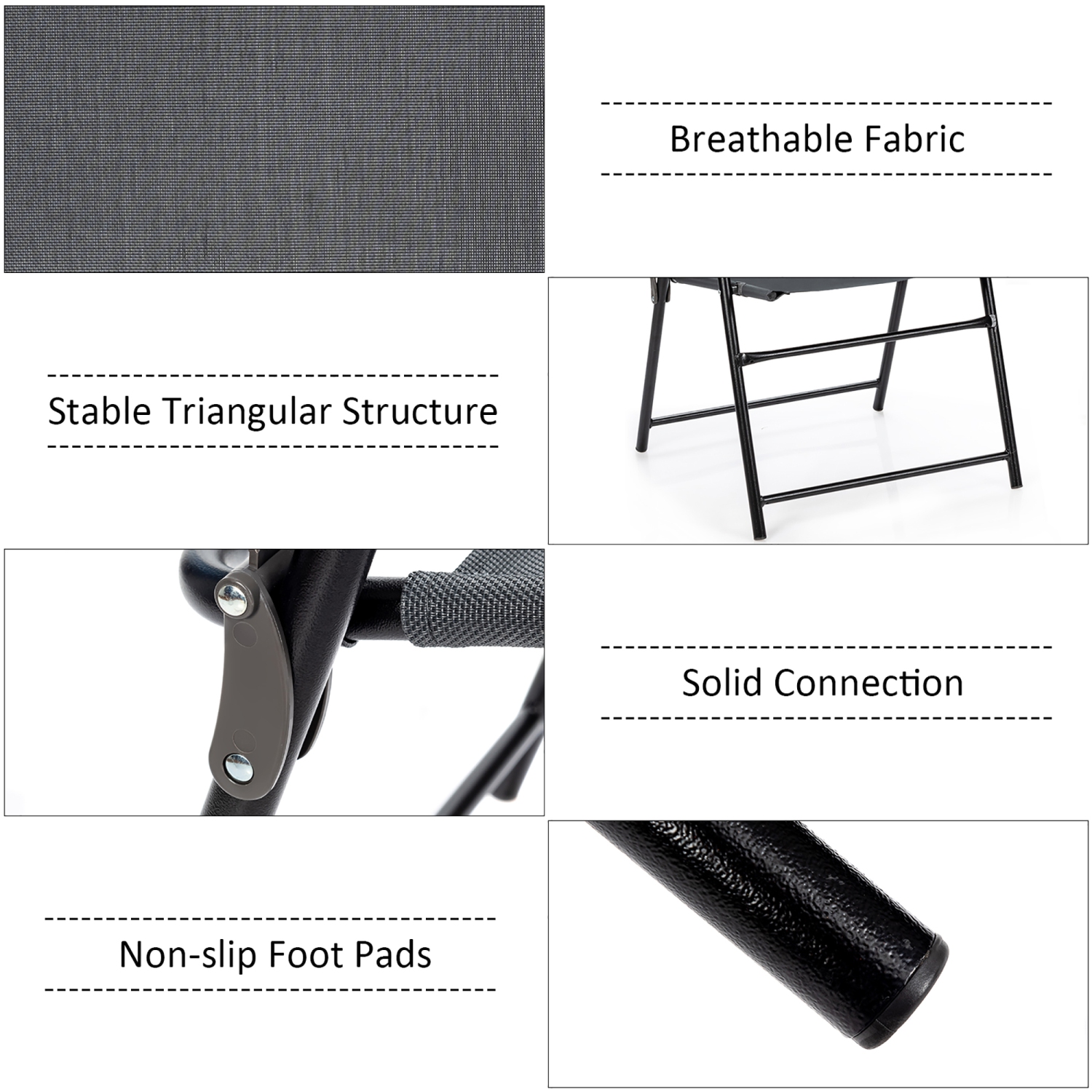 Costway 4PCS Outdoor Patio Folding Chair W/Armrest Portable Camping Lawn Garden