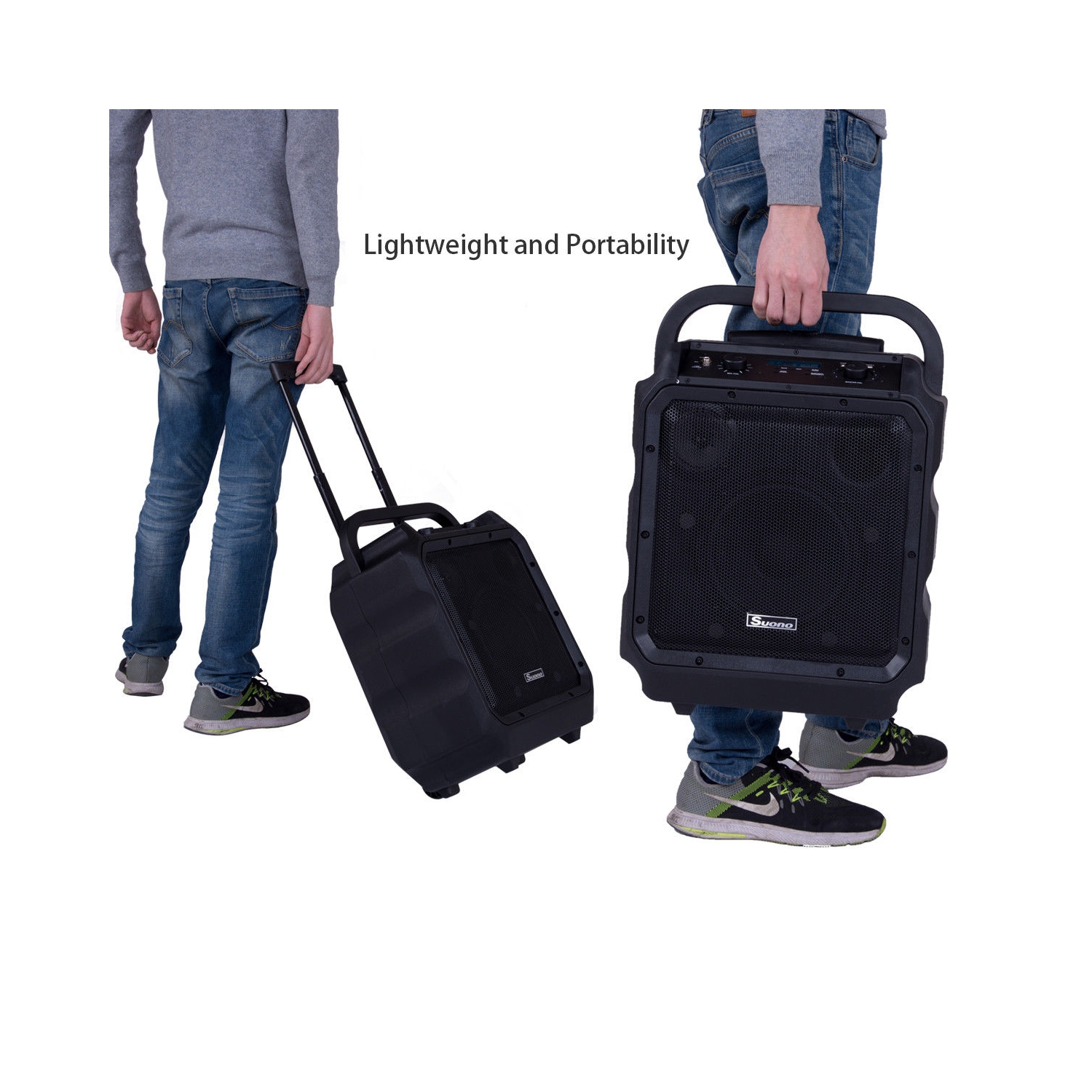 Costway Suono Portable 8" PA System Rechargeable Battery 300W RMS Power Active Speaker